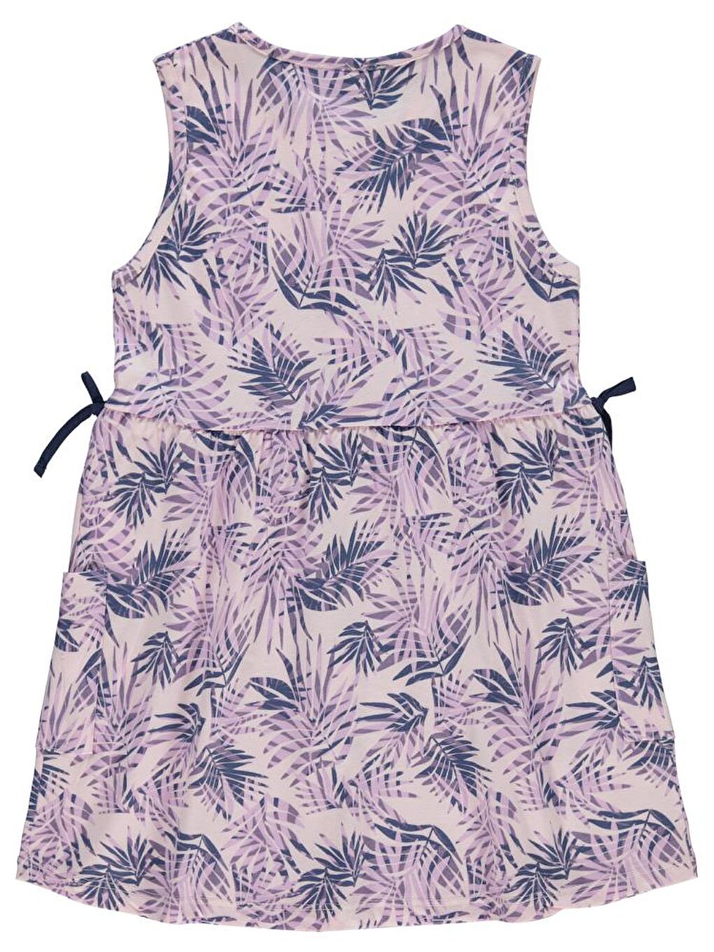 Lila Girls Yaprak Desenli 6-9 Yaş Elbise-1