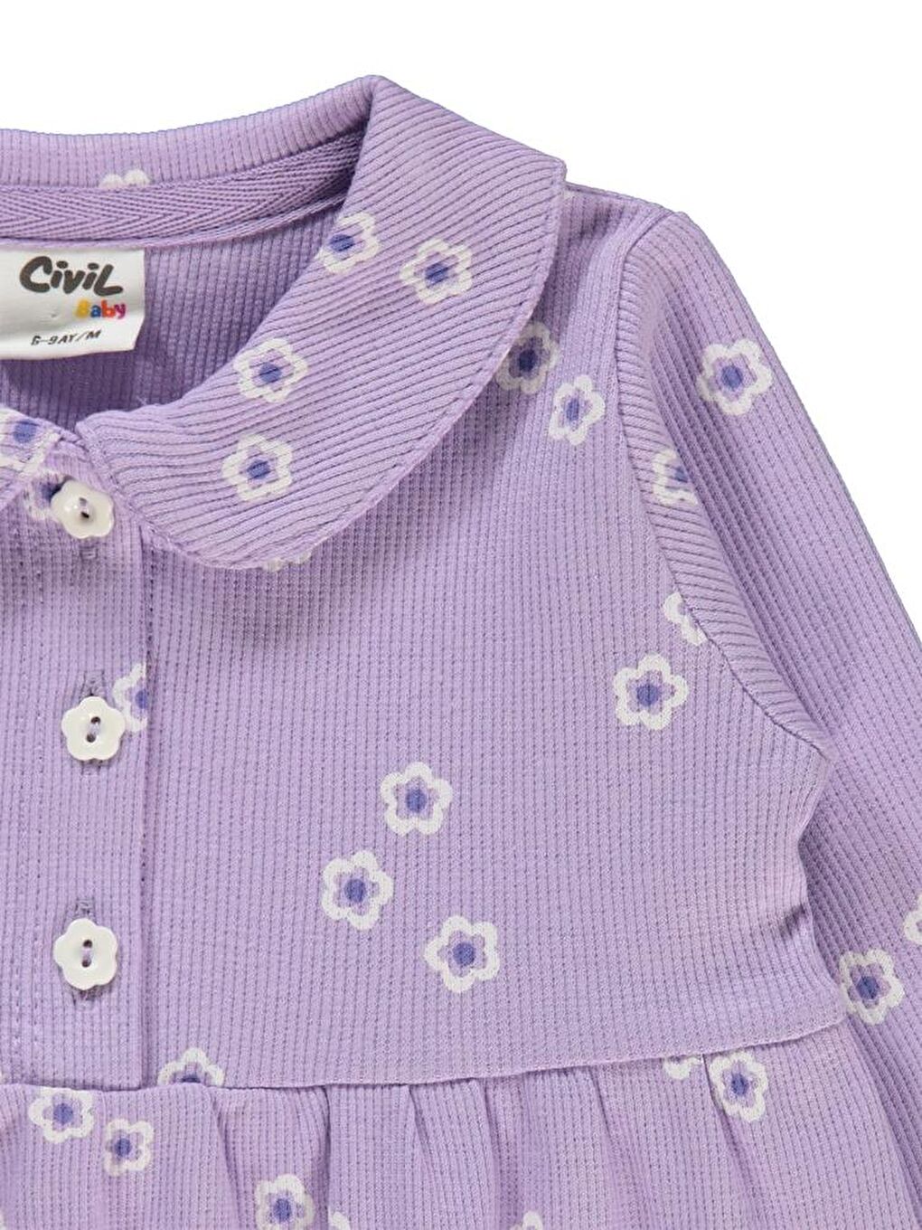 Lila Baby Bahar Çiçeği Empirme 6-18 Ay Elbise-4