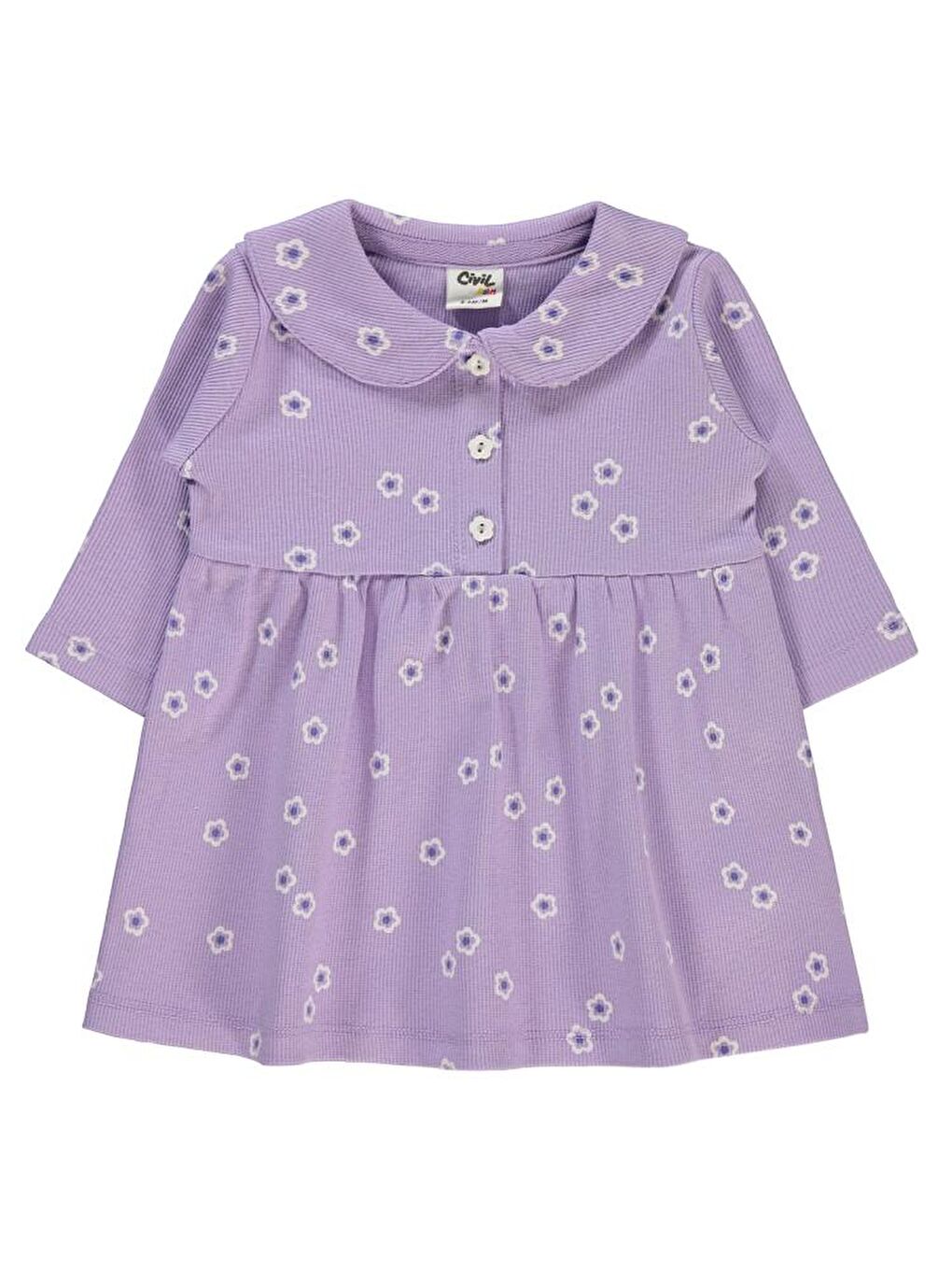 Lila Baby Bahar Çiçeği Empirme 6-18 Ay Elbise-5