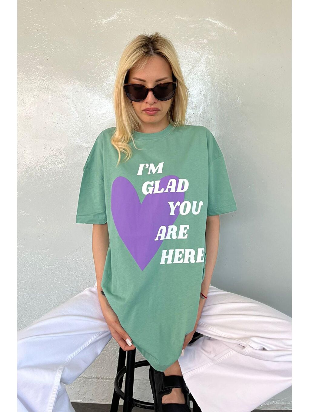 Yeşil Baskılı Tişört Mg1202-4