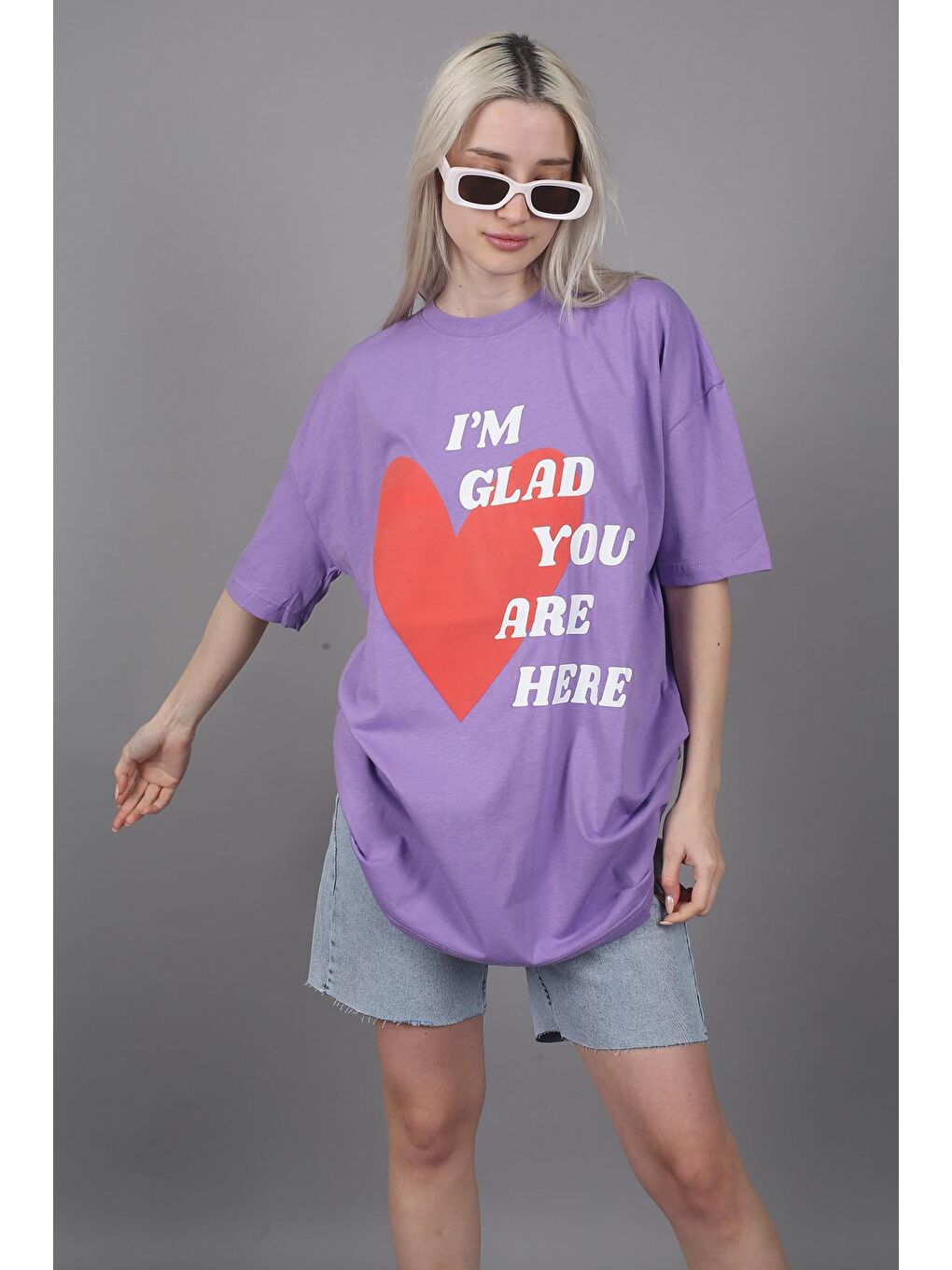 Lila Baskılı Tişört Mg1202-1