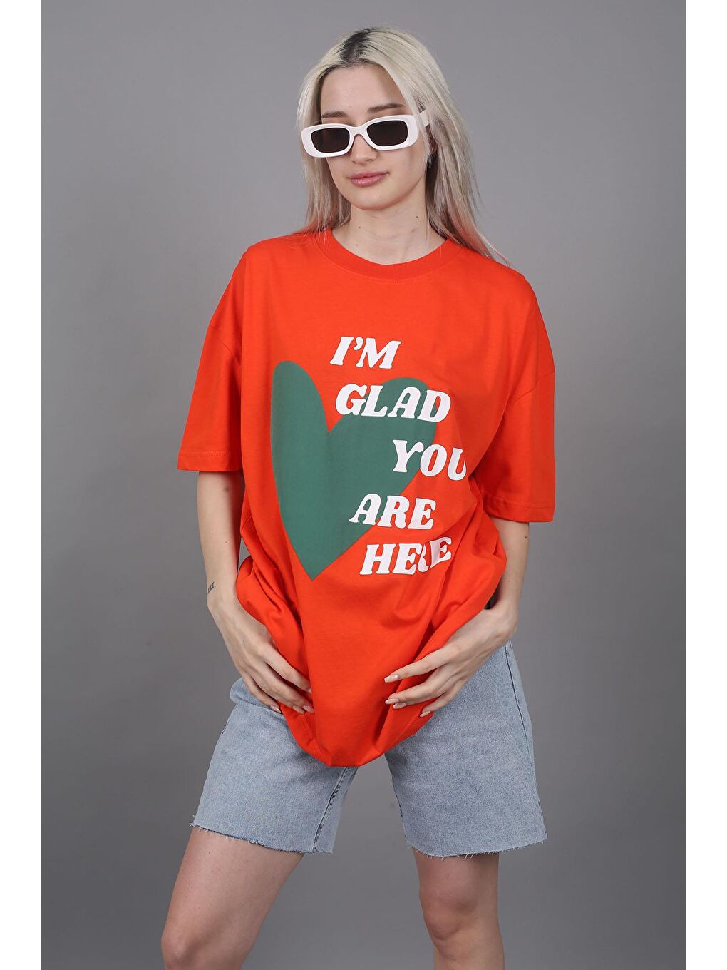 Turuncu Baskılı Tişört Mg1202