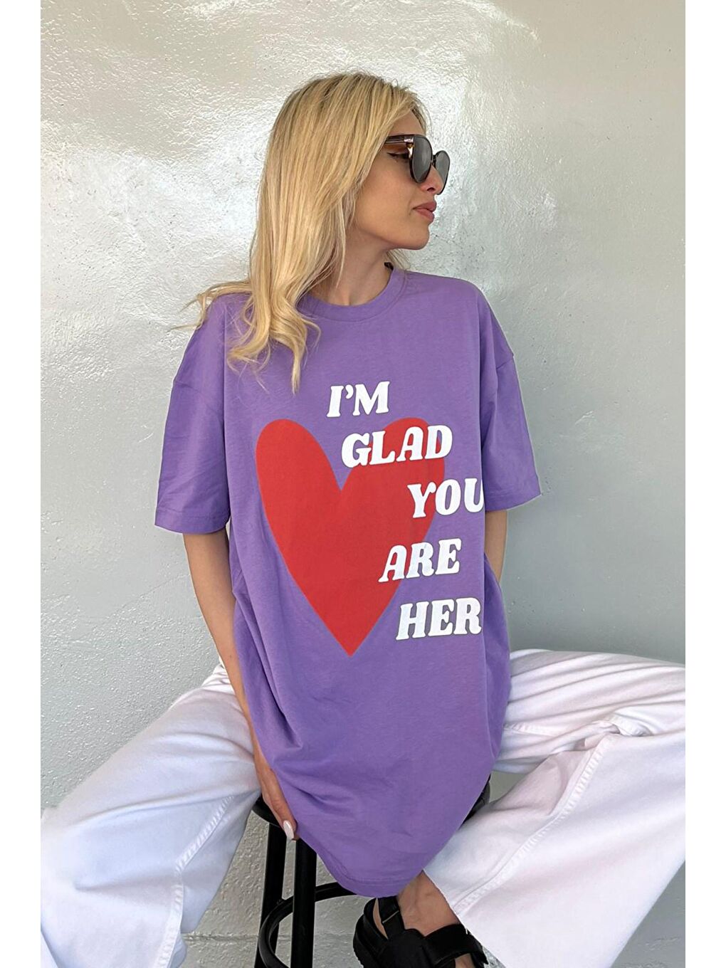 Lila Baskılı Tişört Mg1202-3