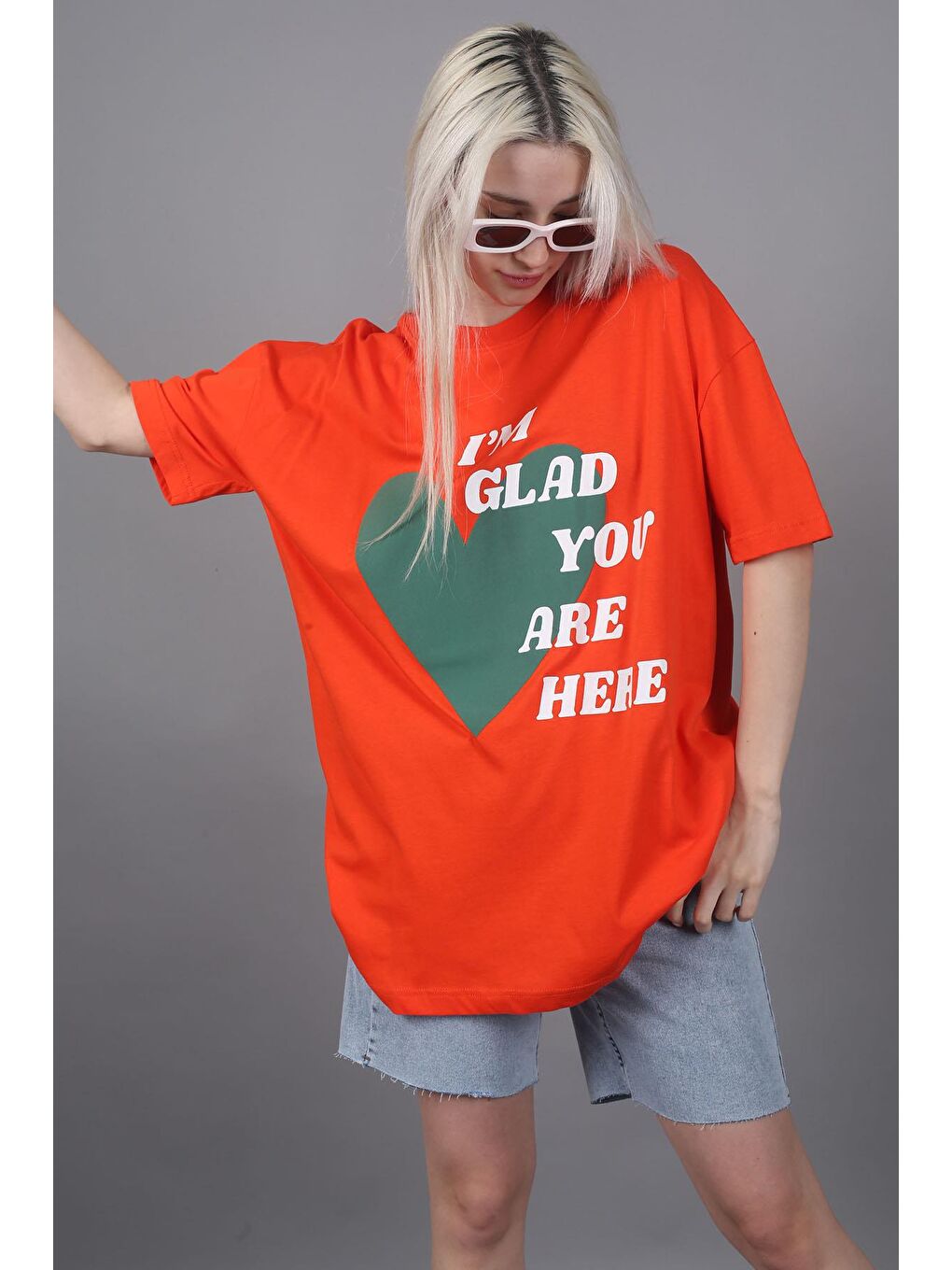 Turuncu Baskılı Tişört Mg1202-1