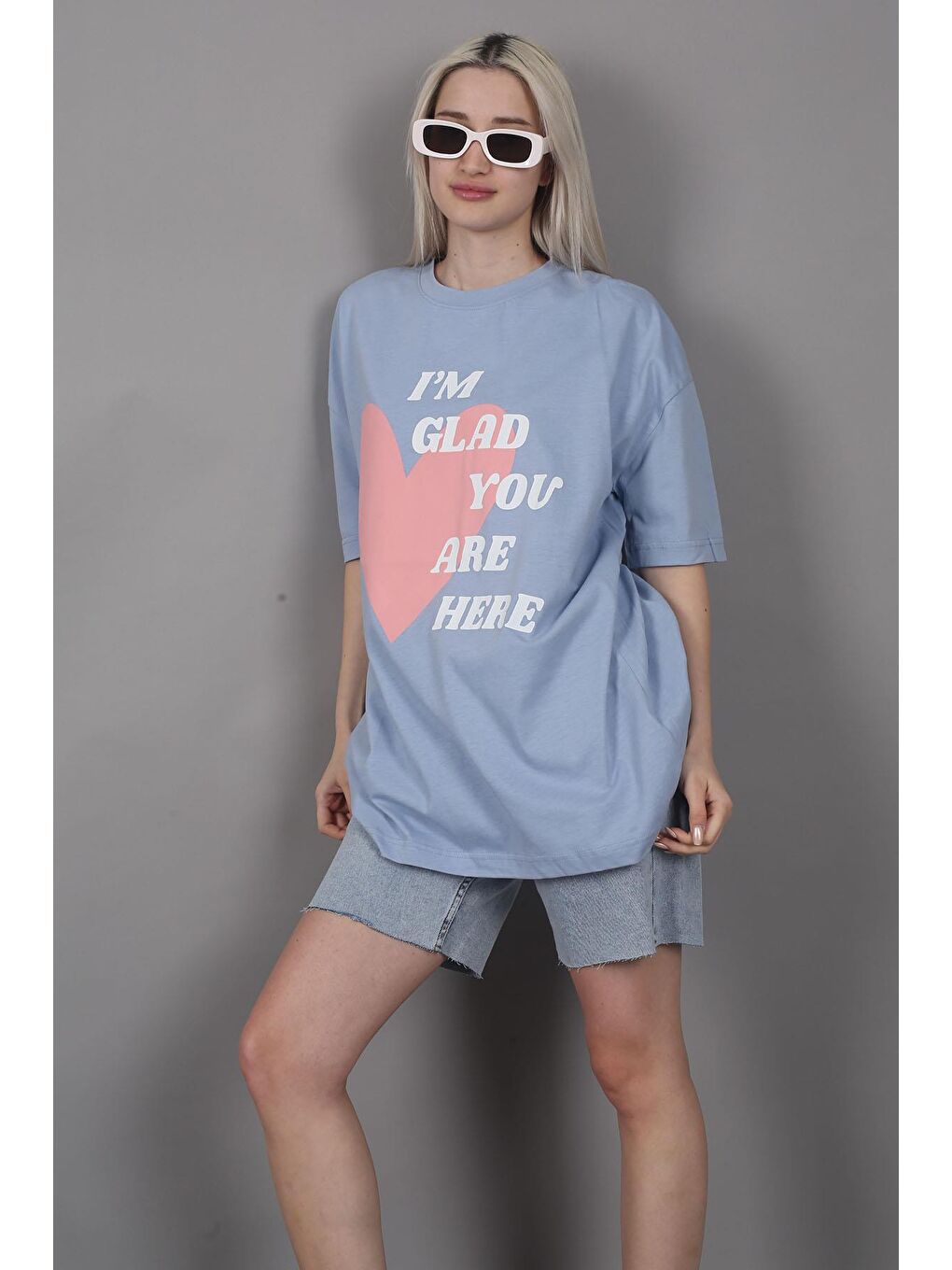 Mavi Baskılı Tişört Mg1202-2