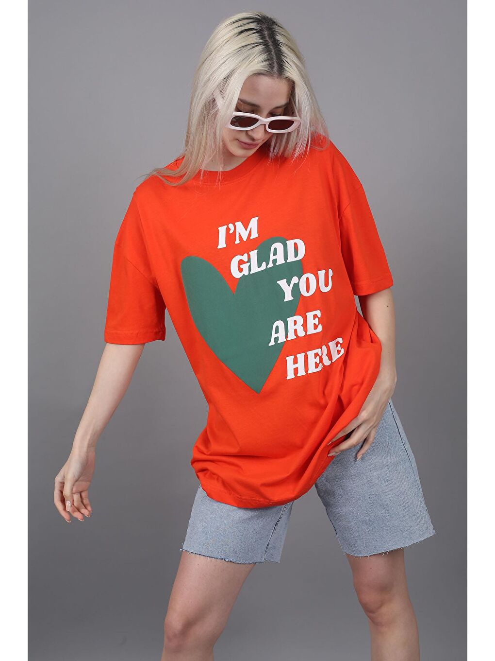 Turuncu Baskılı Tişört Mg1202-2