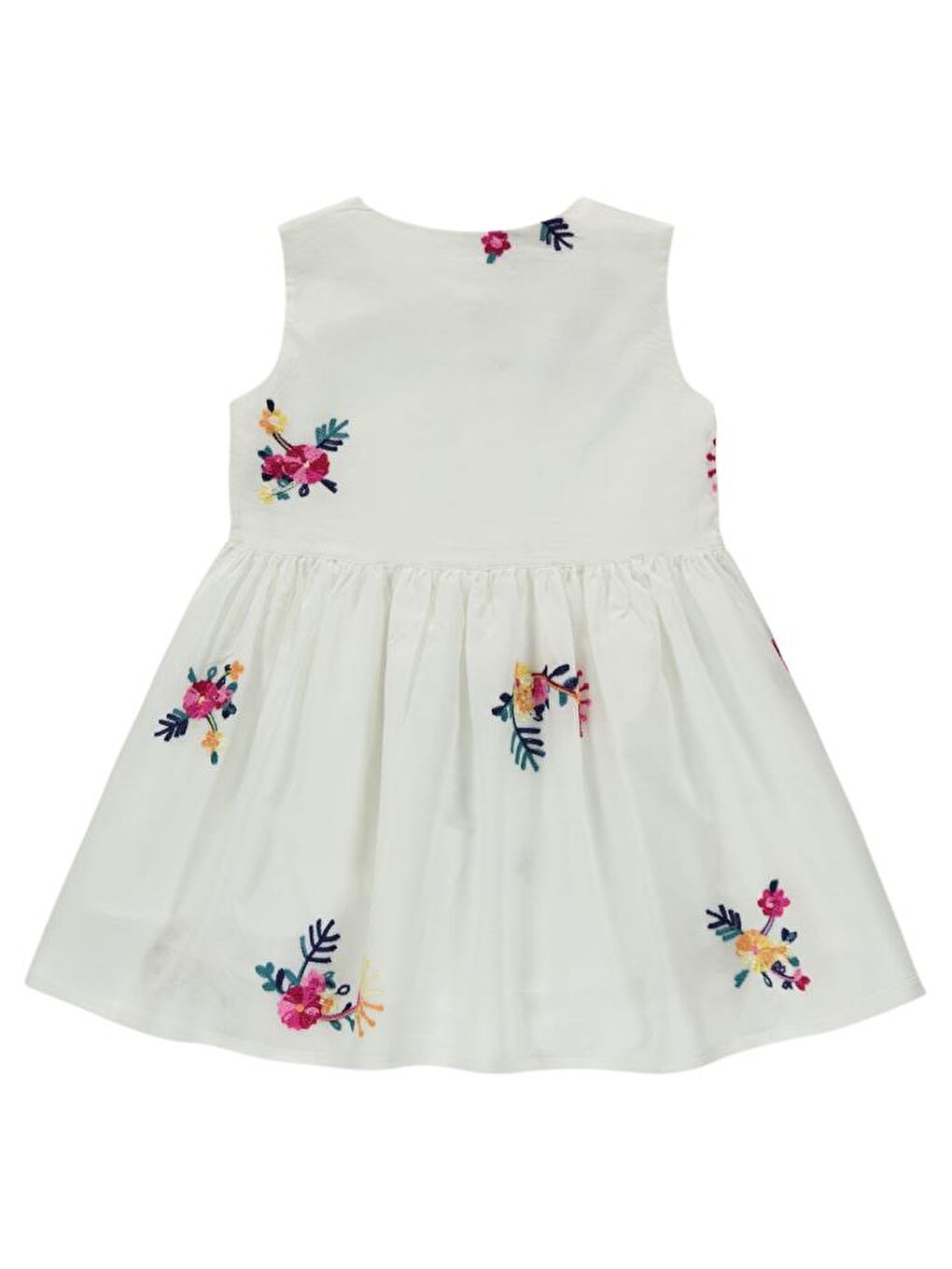 Ekru Girls Renli Çiçek Nakışlı 2-5 Yaş Elbise-1