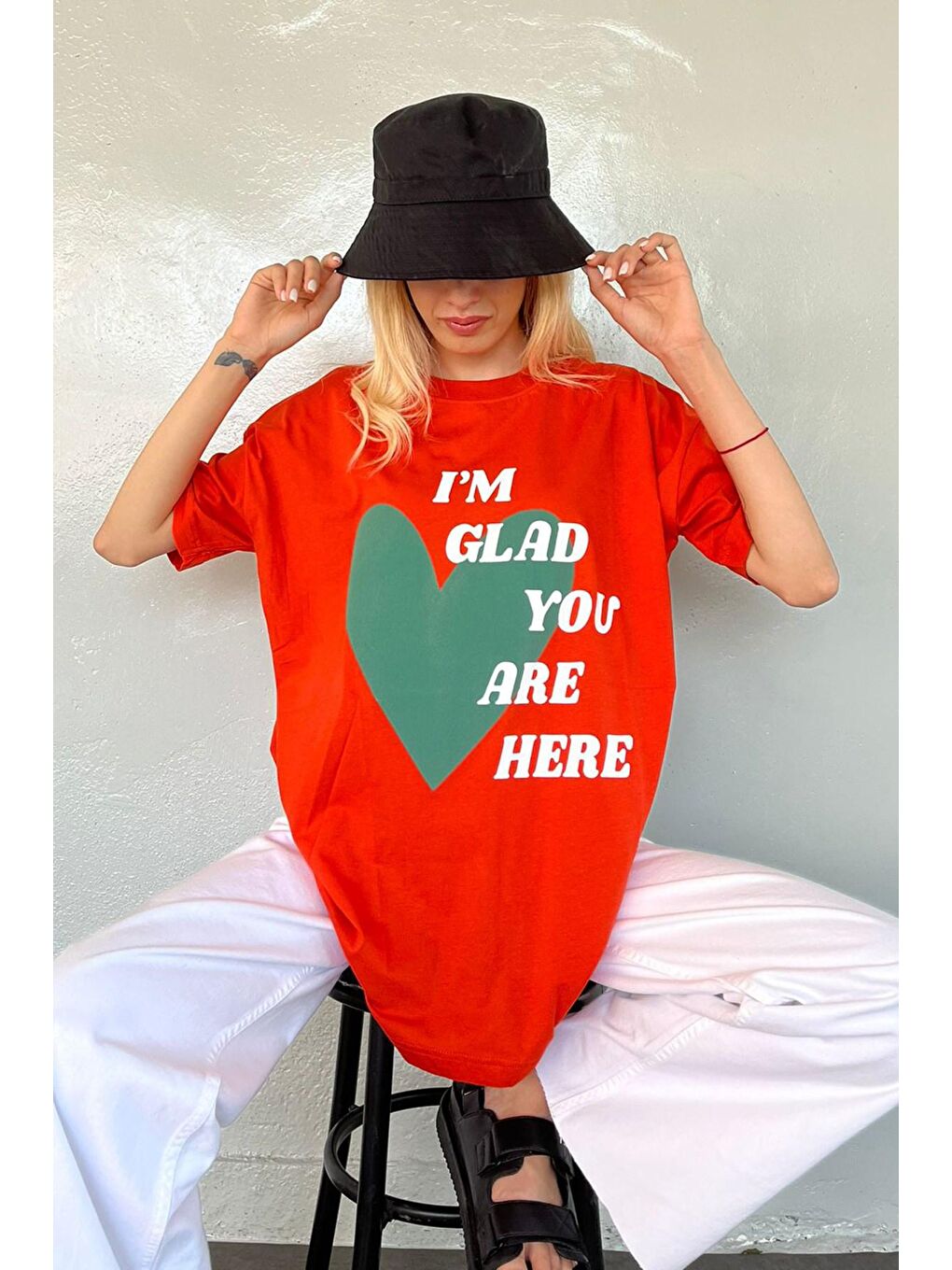 Turuncu Baskılı Tişört Mg1202-3