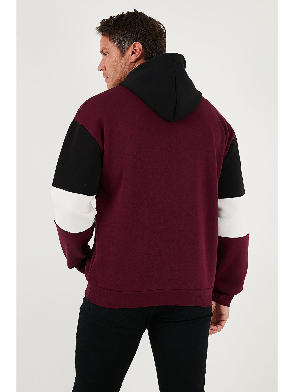 Mürdüm Pamuklu Regular Fit Kapüşonlu İçi Tüylü Yumuşak Şardonlu Erkek Sweat 5905299-5