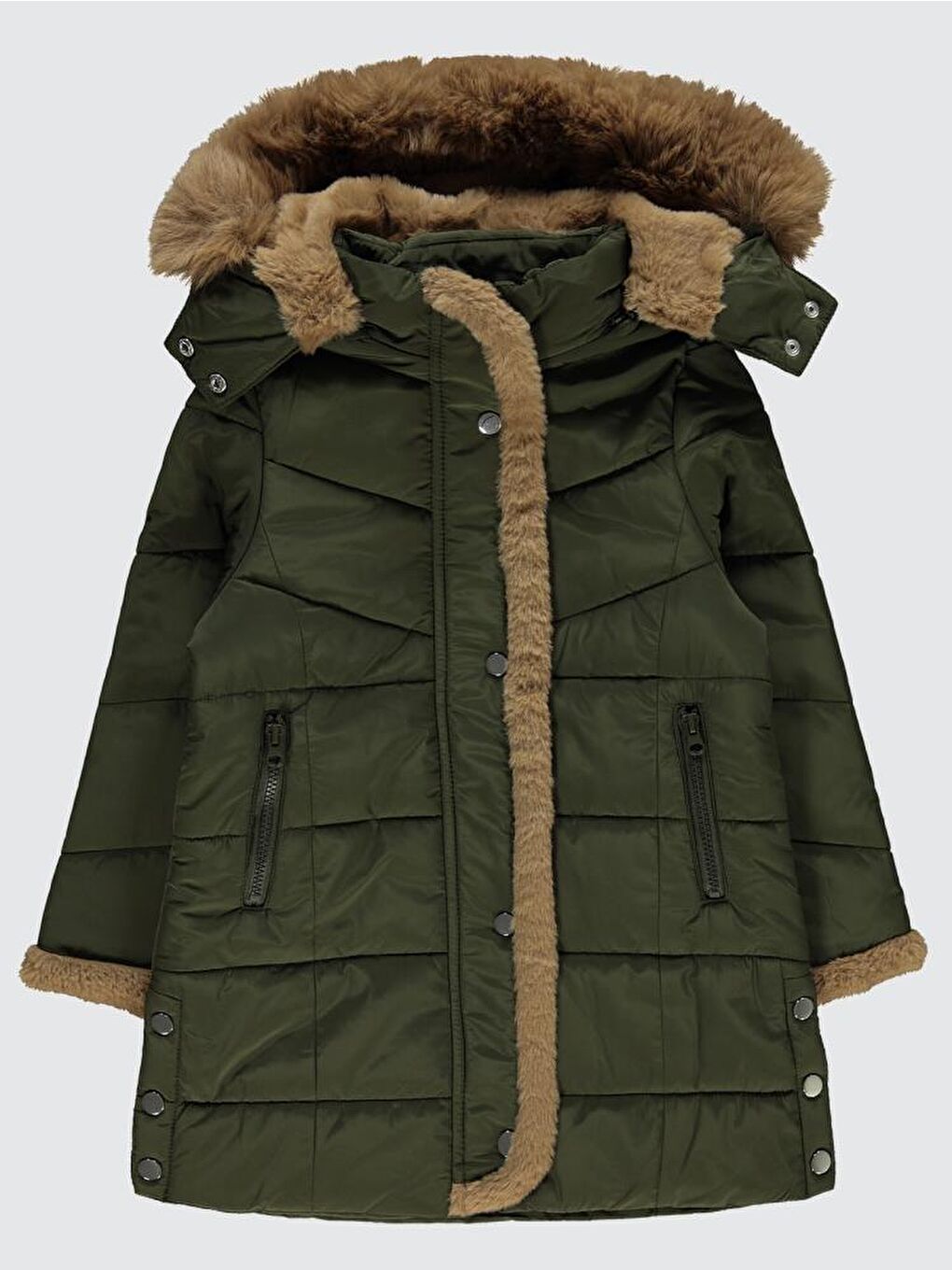 Haki Girls Kol Ve Pat Pelüşlü 6-9 Yaş Mont-1