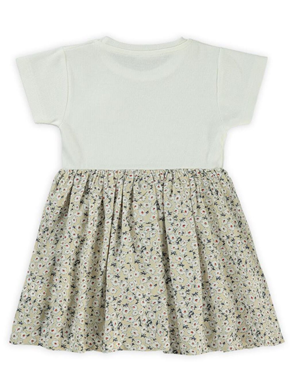 Bej Girls Çiçek Desenli 2-5 Yaş Elbise-2