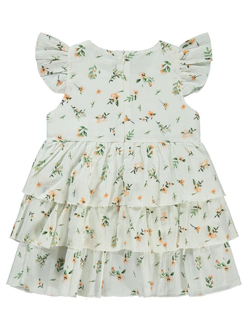 Beyaz Girls Katkat Etekli 2-5 Yaş Elbise