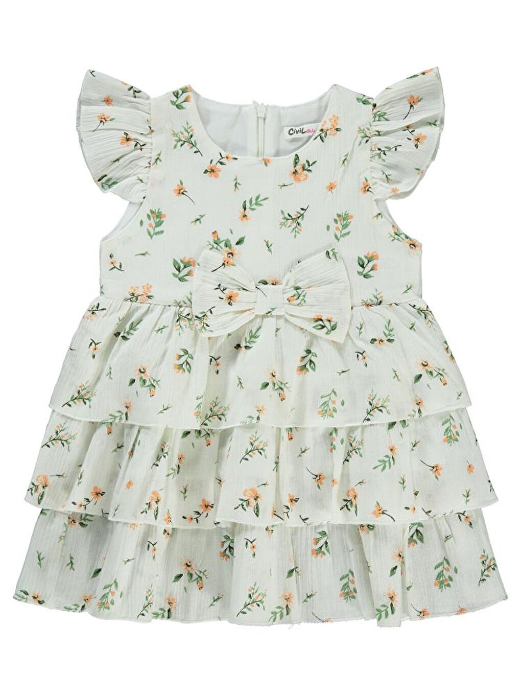 Beyaz Girls Katkat Etekli 2-5 Yaş Elbise-1