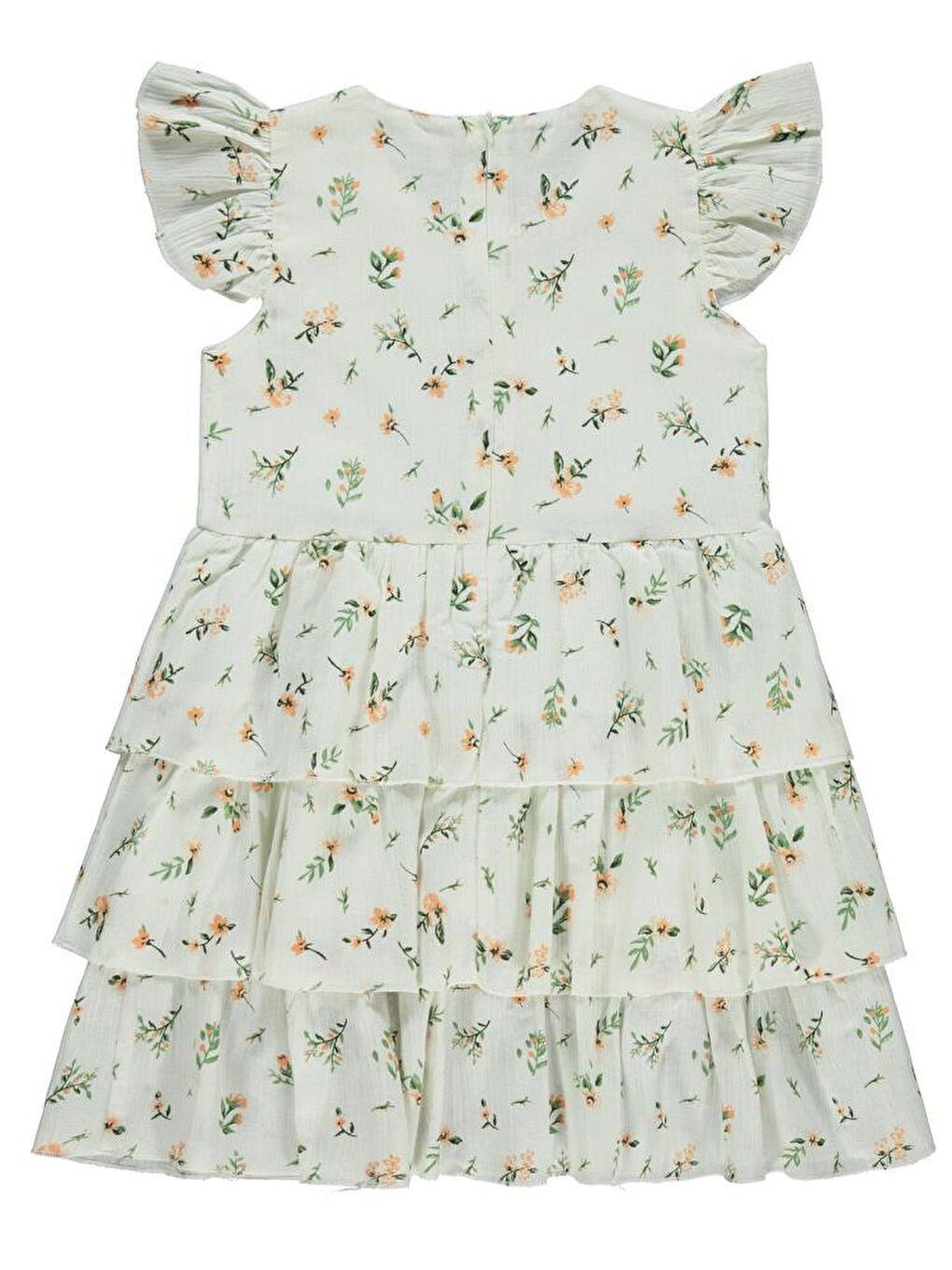 Beyaz Girls Katkat Etekli 6-9 Yaş Elbise-1