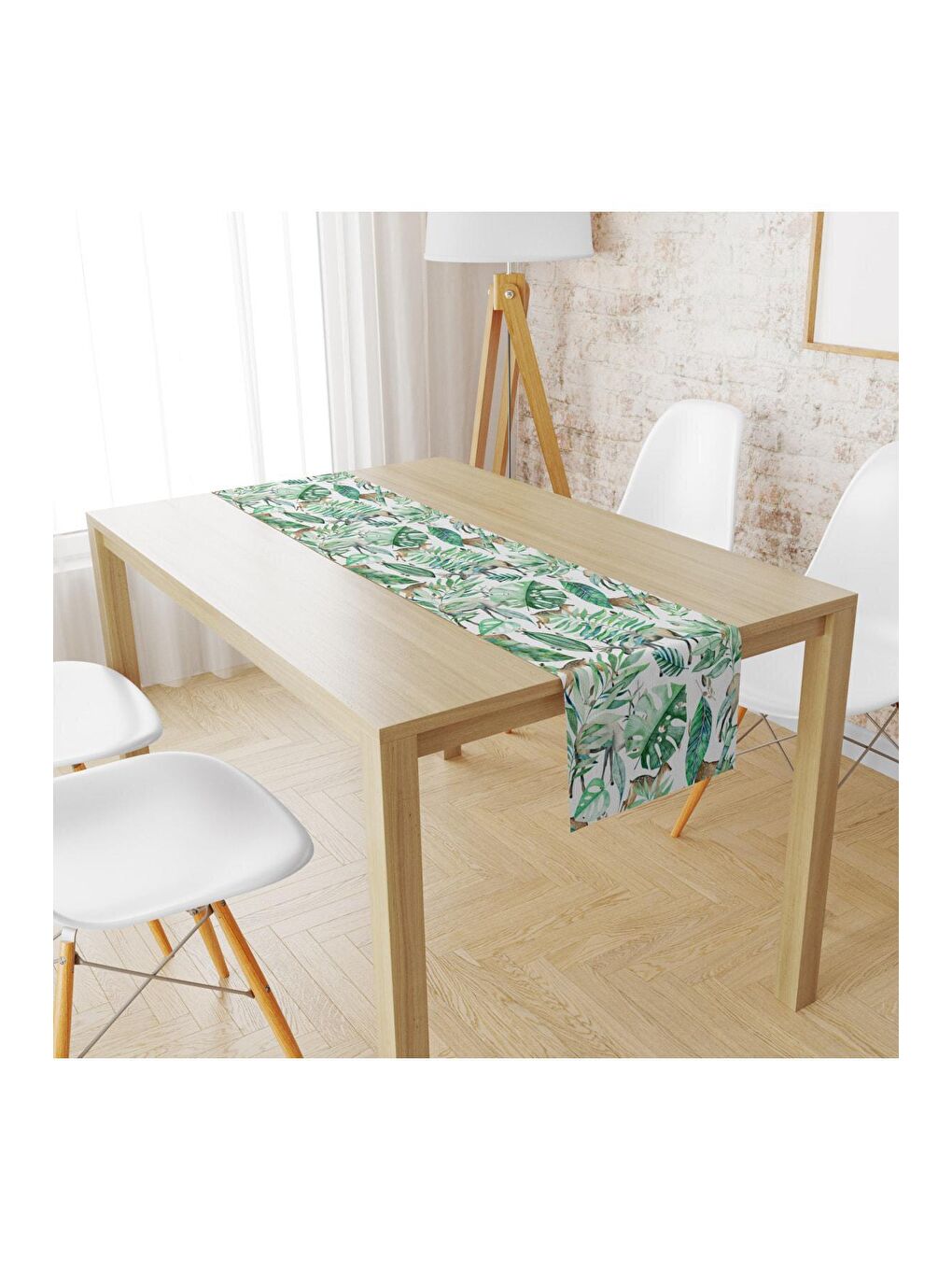 Karışık Yeşil Dallar Desen Runner Llrn 164 40x140 cm