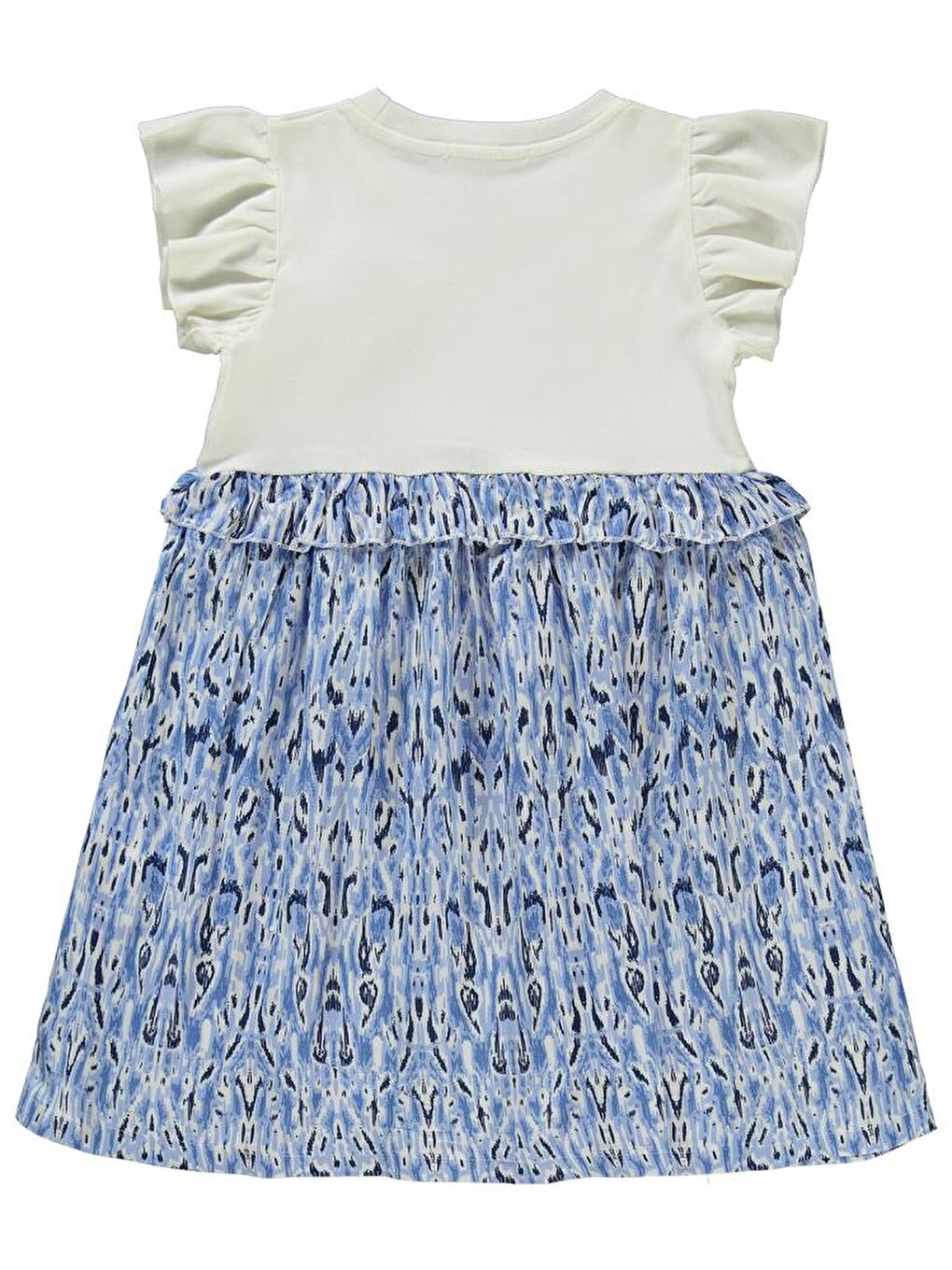 Ekru Girls Sulu Boya Desen 6-9 Yaş Elbise