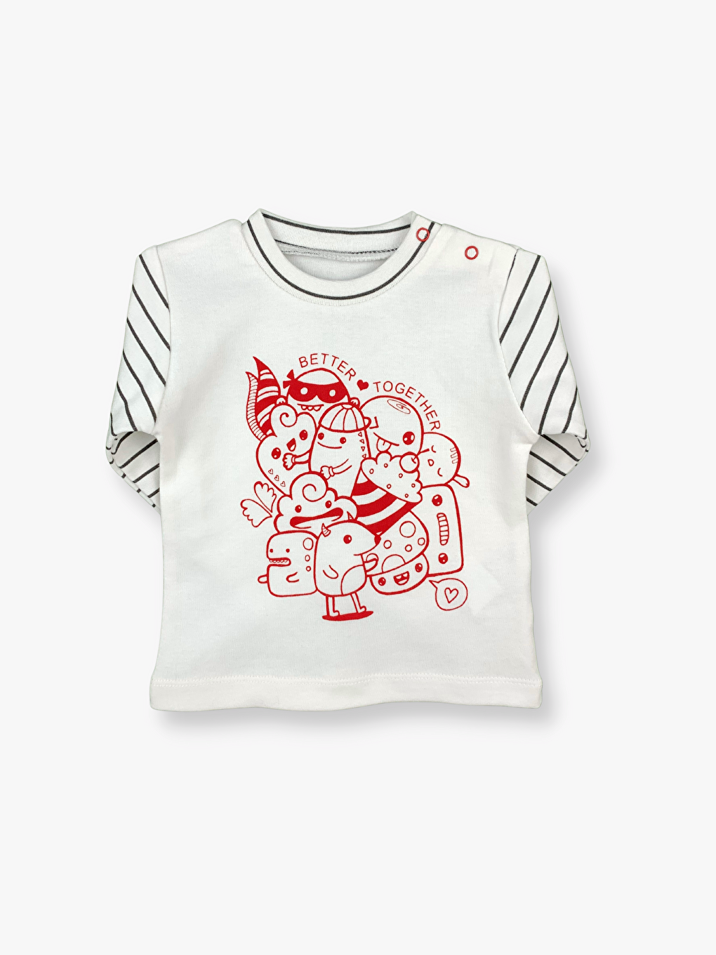 Ekru Bisiklet Yaka Uzun Kollu Erkek Bebek Pijama Takımı-1