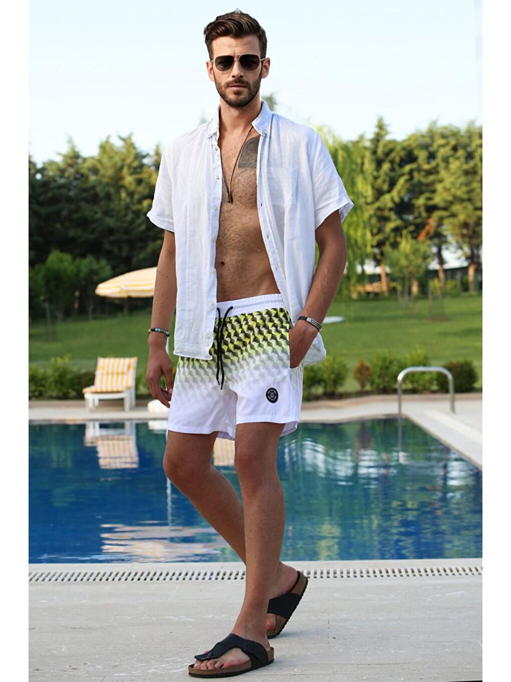 Sarı Basic Cepli Deniz Şortu 5778-2