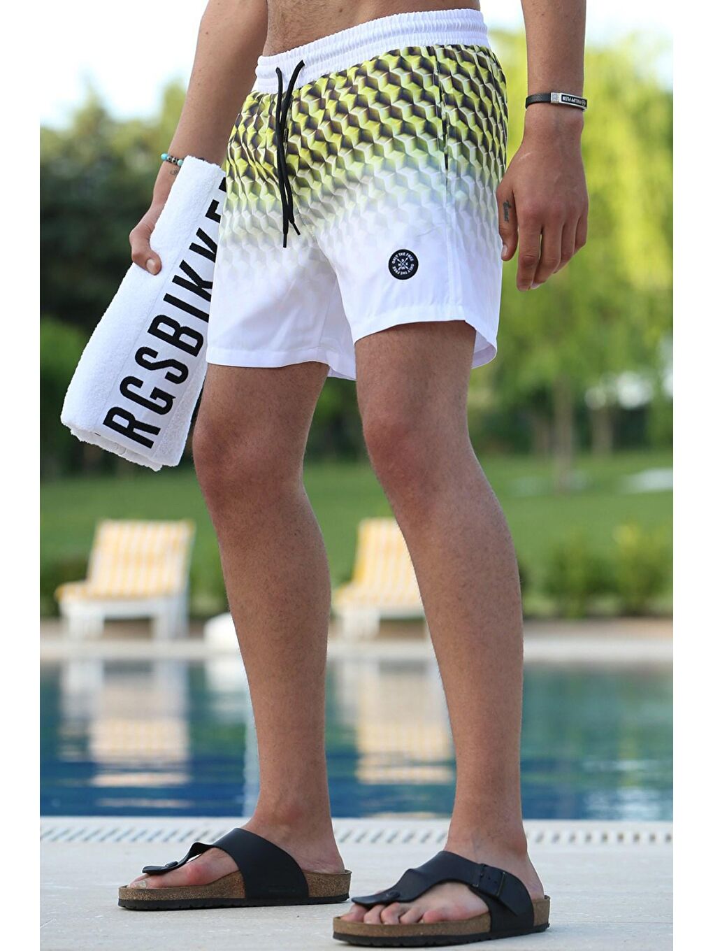 Sarı Basic Cepli Deniz Şortu 5778-1