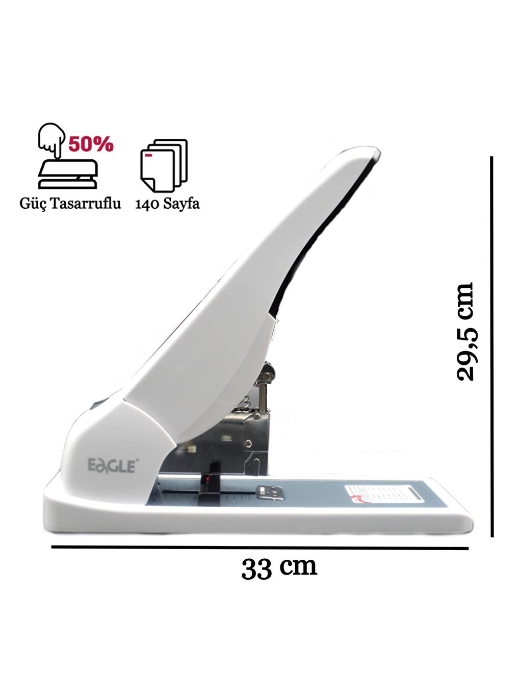 Eagle Beyaz Güç Tasarruflu Profesyonel Kollu Zımba Makinesi 140 Sayfa Diker TYFST844 - 1