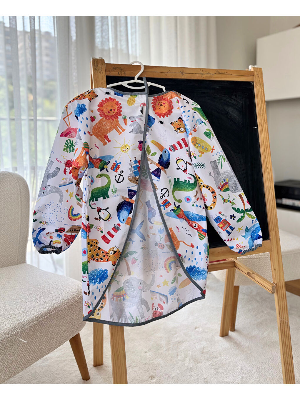 7-11yaş Jungle, Sıvı Geçirmez Makinede Yıkanabilir, Uzun Kollu Çocuk Faaliyet Aktivite Boyama Önlüğü-6