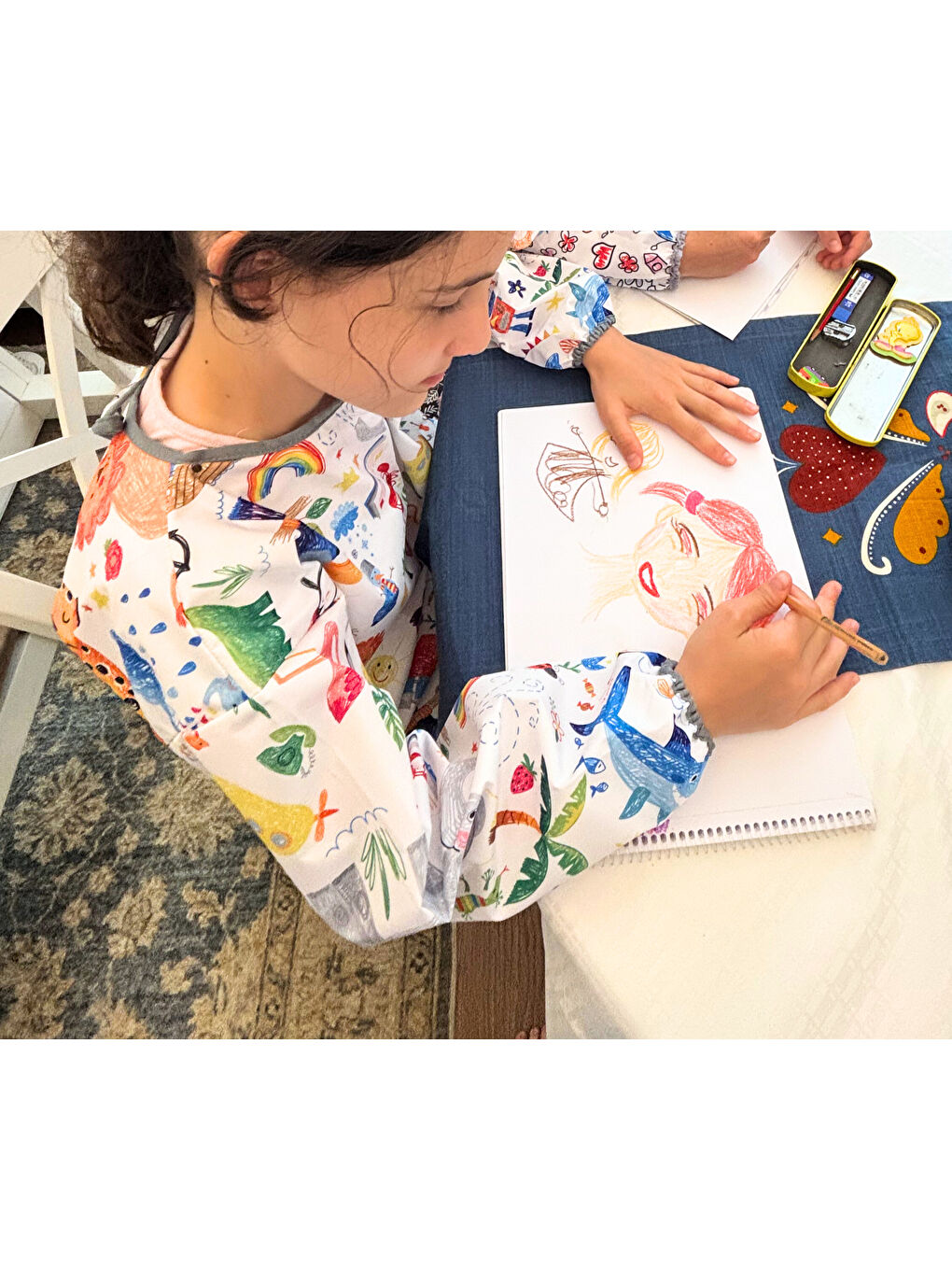 7-11yaş Jungle, Sıvı Geçirmez Makinede Yıkanabilir, Uzun Kollu Çocuk Faaliyet Aktivite Boyama Önlüğü-7