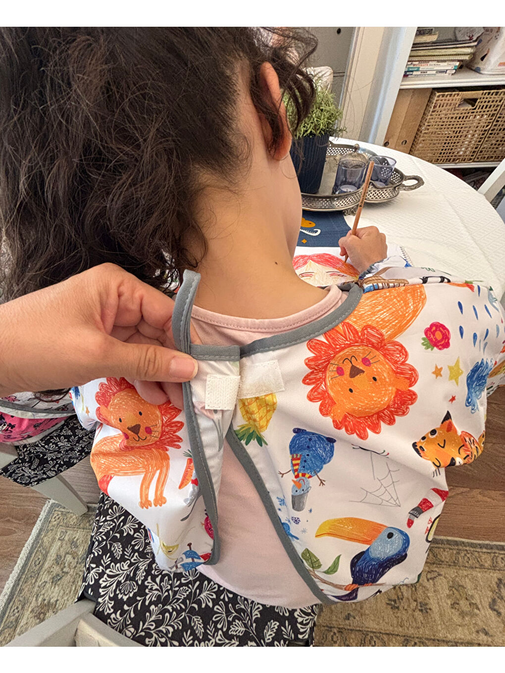 7-11yaş Jungle, Sıvı Geçirmez Makinede Yıkanabilir, Uzun Kollu Çocuk Faaliyet Aktivite Boyama Önlüğü-9