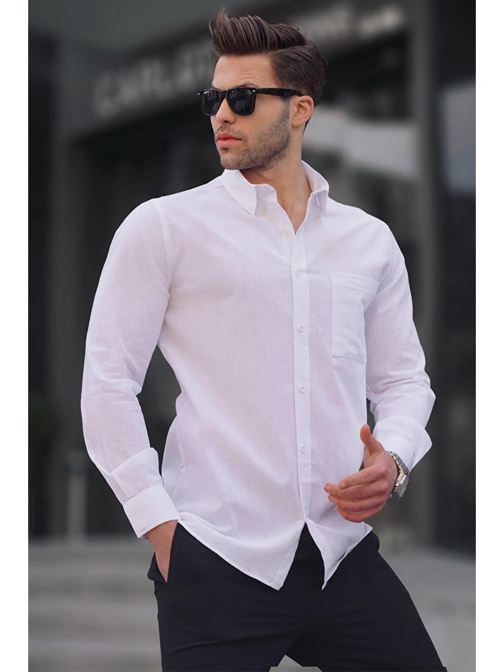 Beyaz Regular Fit Erkek Gömlek 5592