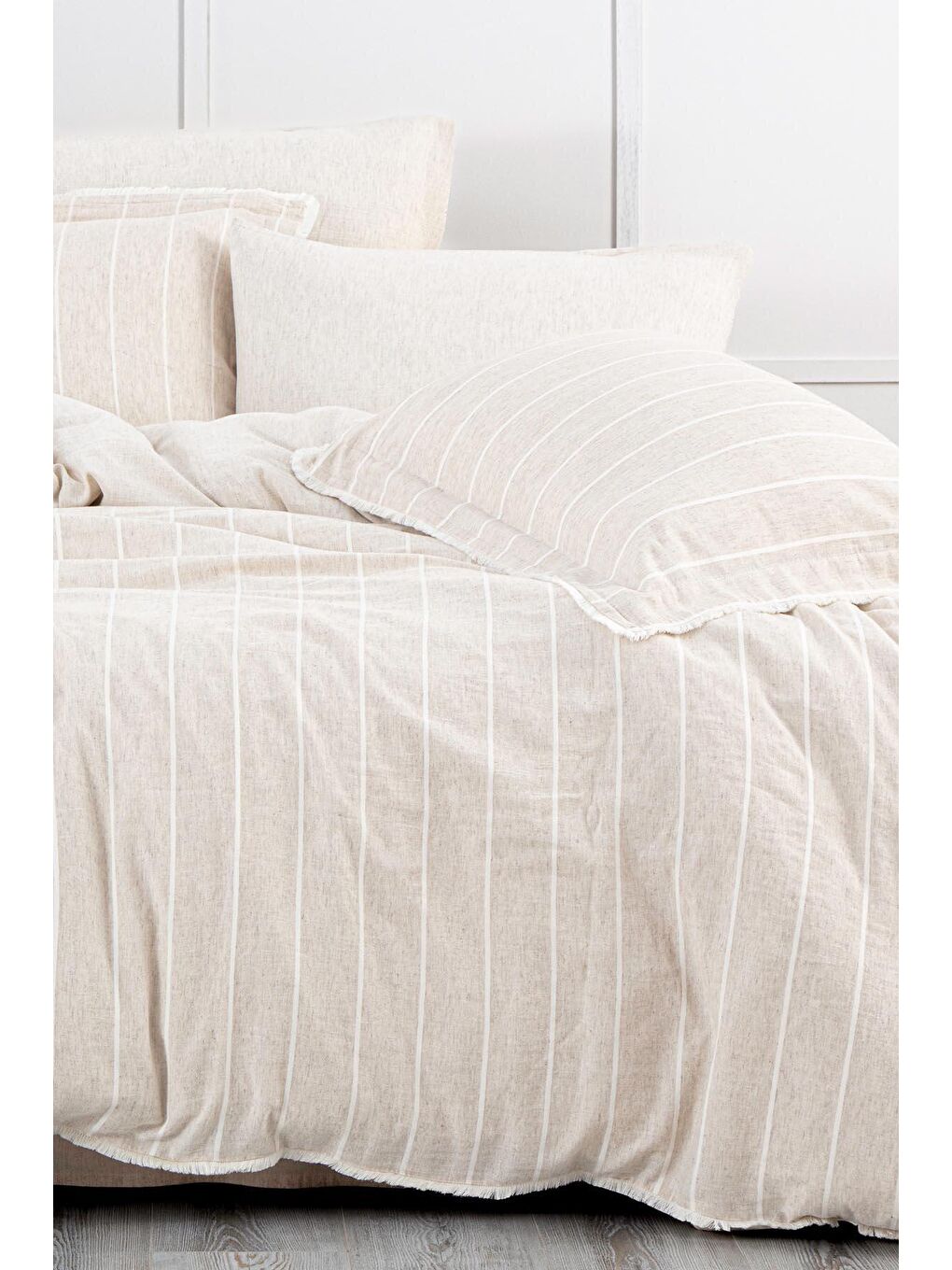 Bej Raisa Battal Boy Nevresim Takımı %100 Organik Pamuk Kenevir Karışımlı-1