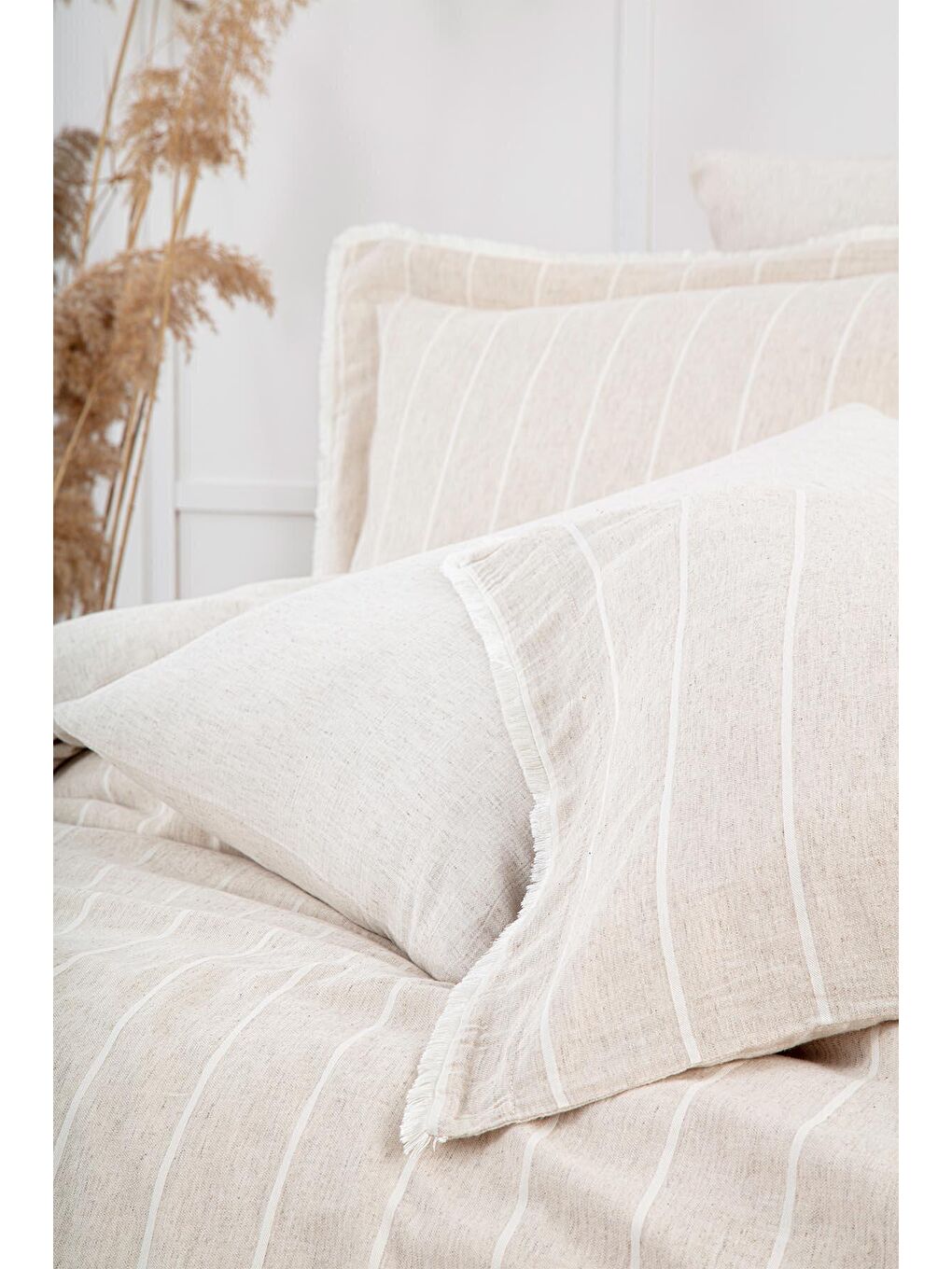 Bej Raisa Battal Boy Nevresim Takımı %100 Organik Pamuk Kenevir Karışımlı-2