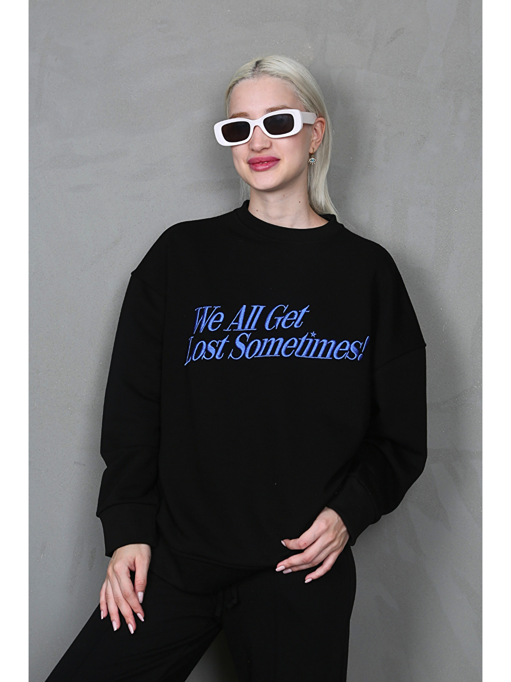 Madmext Siyah Baskılı Sweatshirt MG1901 - 1