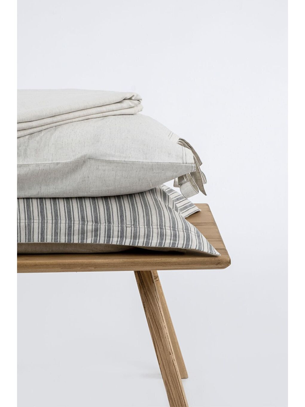 Antrasit Ala Battal Boy Nevresim Takımı %100 Organik Pamuk Keten-3