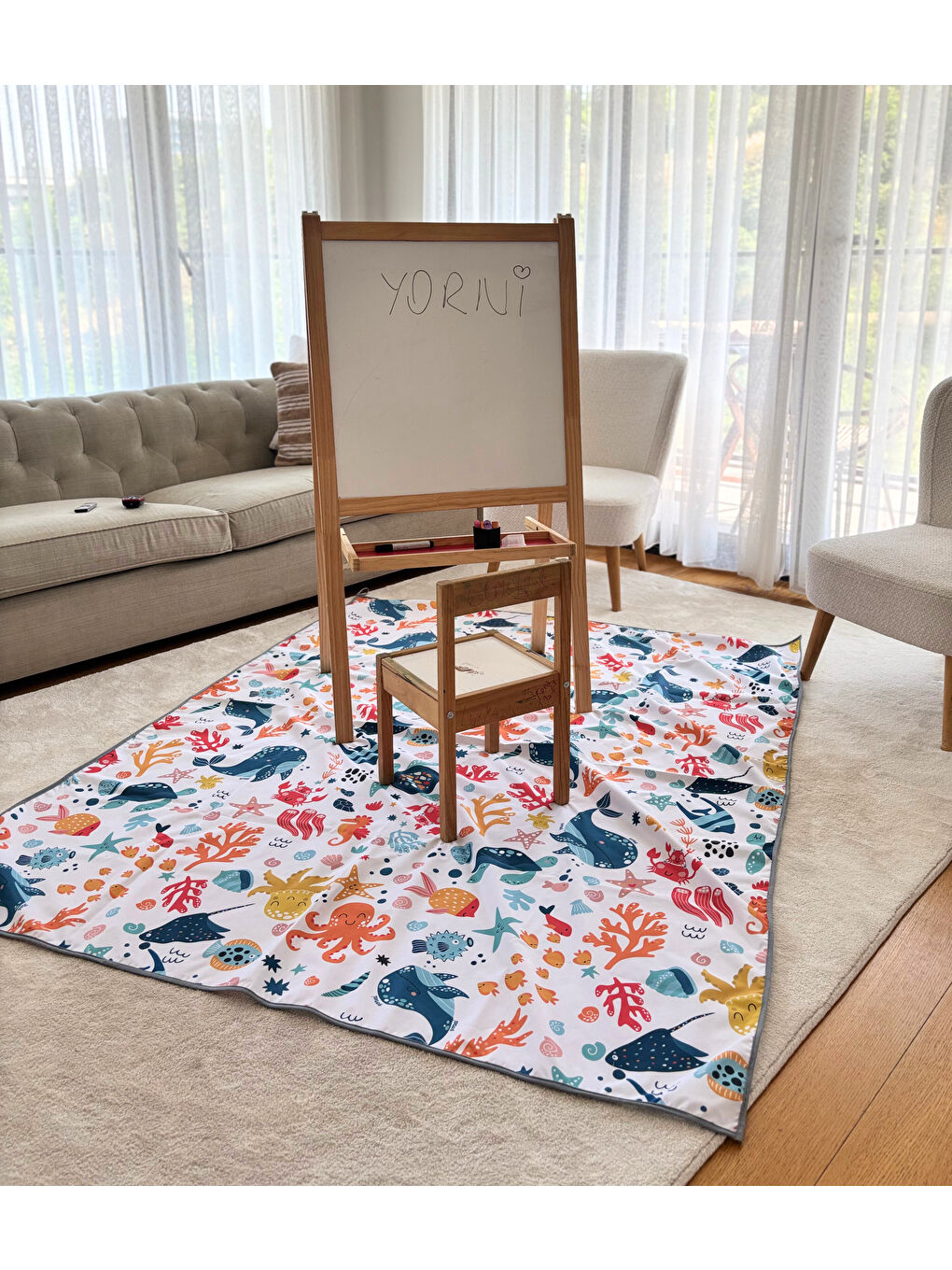 Ocean, 145x300cm, Sıvı Geçirmeyen Çok Amaçlı Aktivite Örtüsü; Bakım Örtüsü, Yer, Masa ve Yatak için-4