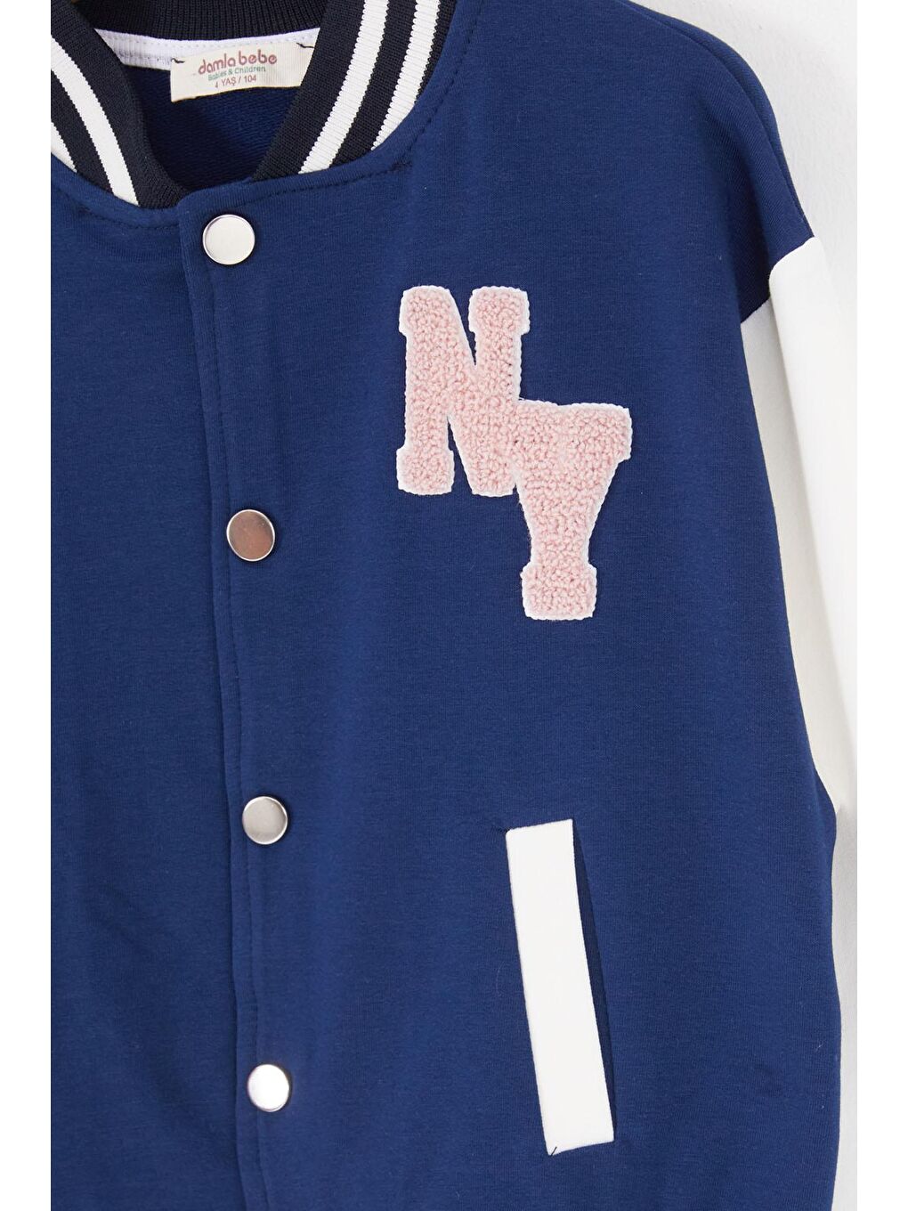 Lacivert NY Nakışlı Sırt Baskılı Kız Çocuk Kolej Eşofman Takımı 16935-1