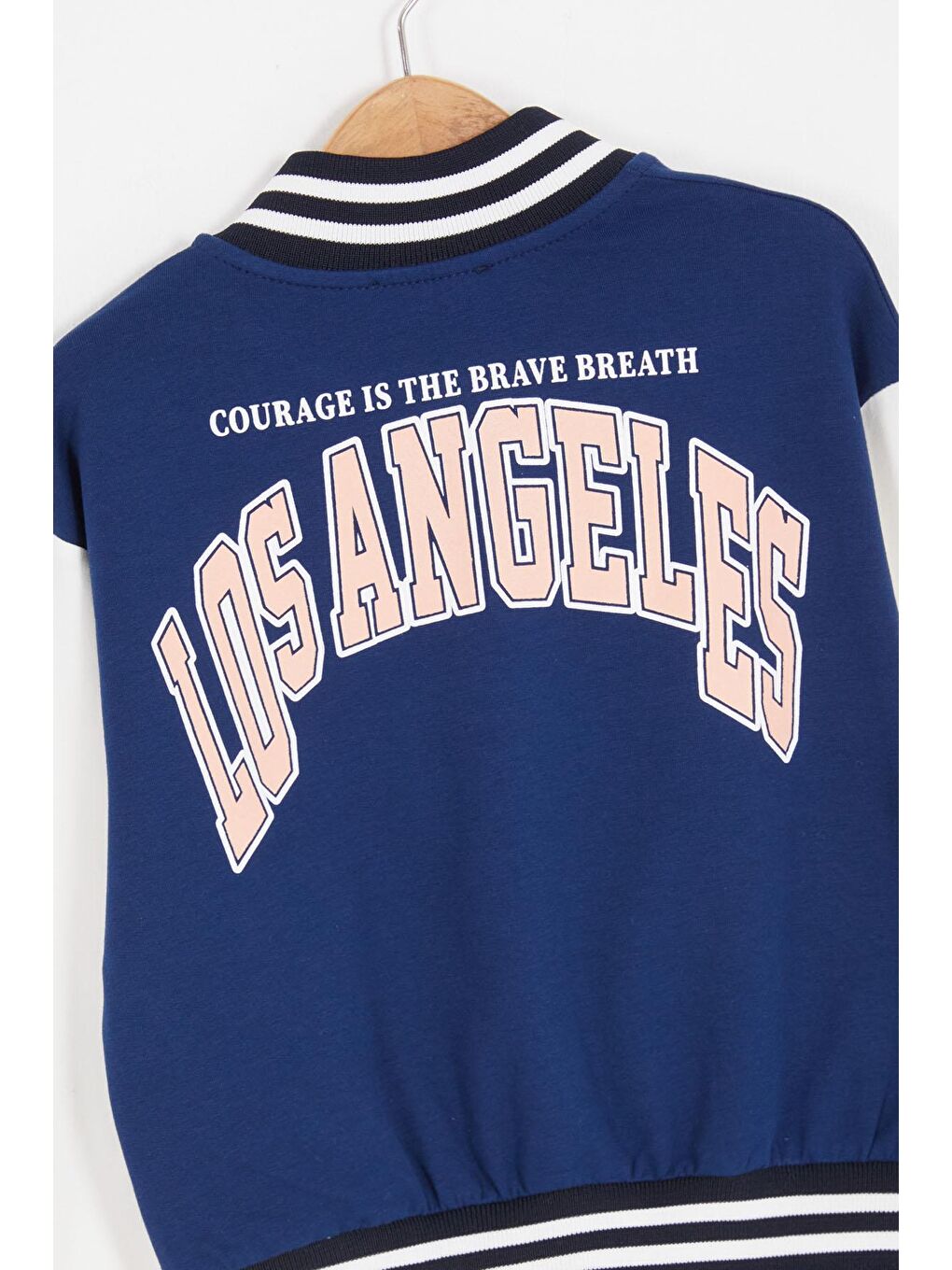 Lacivert NY Nakışlı Sırt Baskılı Kız Çocuk Kolej Eşofman Takımı 16935-4