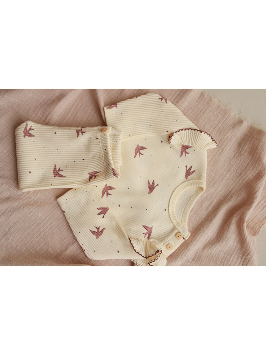 Ekru Kırlangıç Baskılı Fancy Girls Alt Üst Takım-6