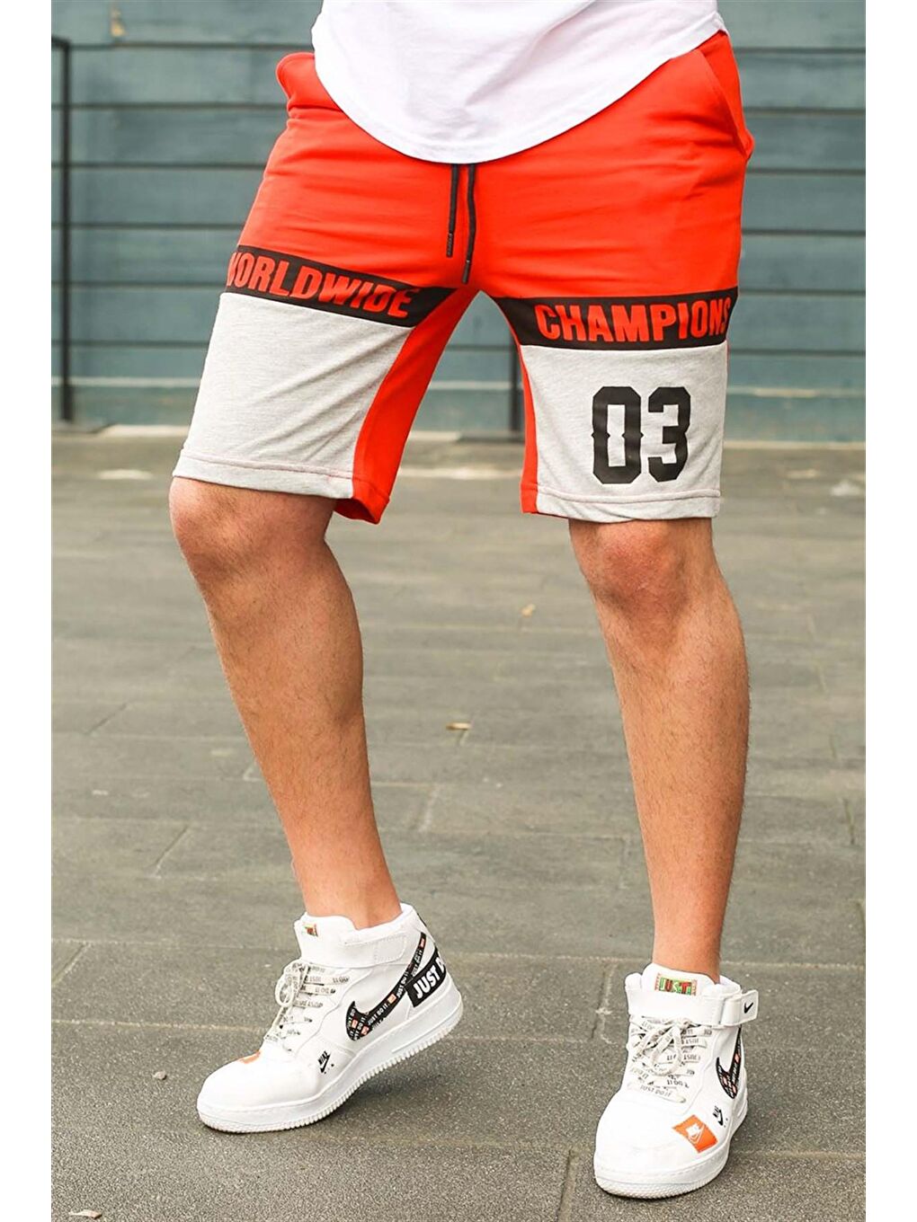 Renk Bloklu Turuncu Şort 2920-2