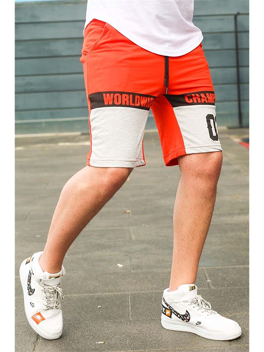 Renk Bloklu Turuncu Şort 2920-3