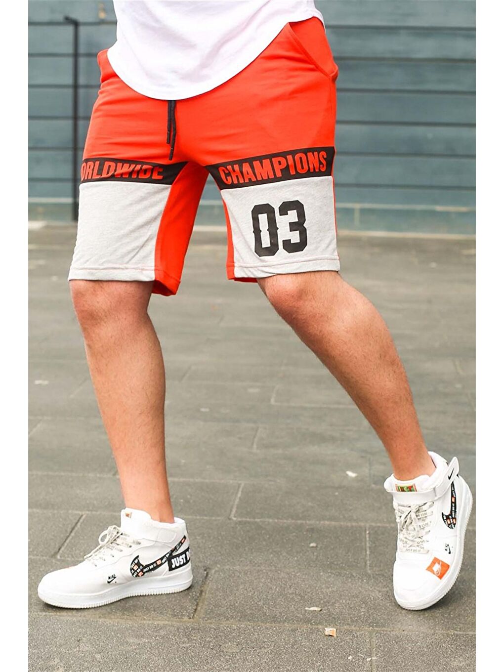 Renk Bloklu Turuncu Şort 2920-4