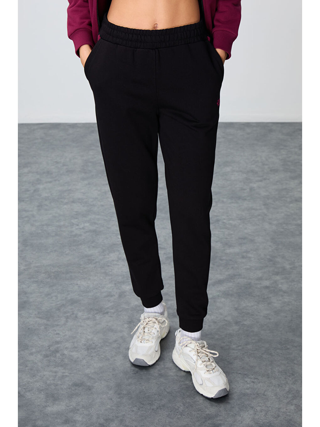 Mor Pamuklu Kalın Kapüşonlu Kadın Eşofman Takım   95-2