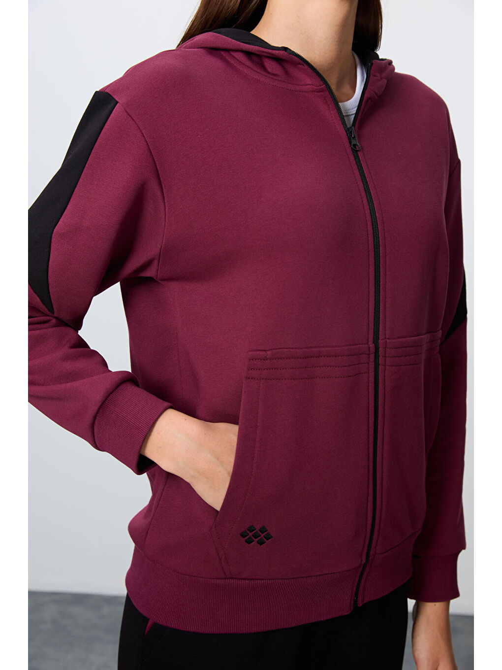 Mor Pamuklu Kalın Kapüşonlu Kadın Eşofman Takım   95-3