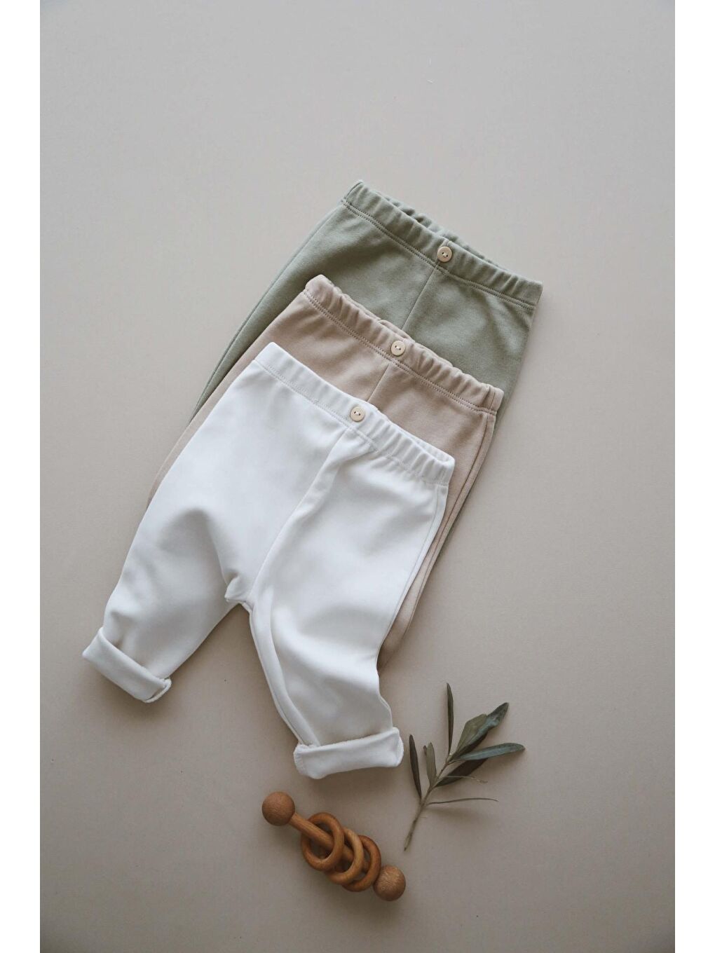 Bej 3lü Penye Bebek Tayt Model 3-7