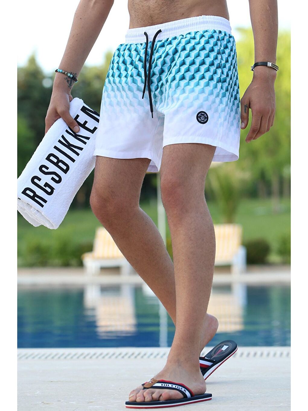 Yeşil Basic Cepli Deniz Şortu 5778-1