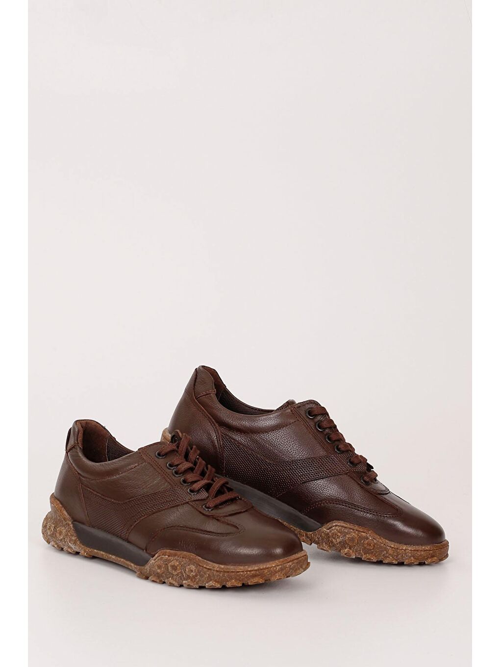 Kahverengi KAHVERENGİ  Hakiki Deri Erkek Bağcıklı Günlük Sneaker 01036