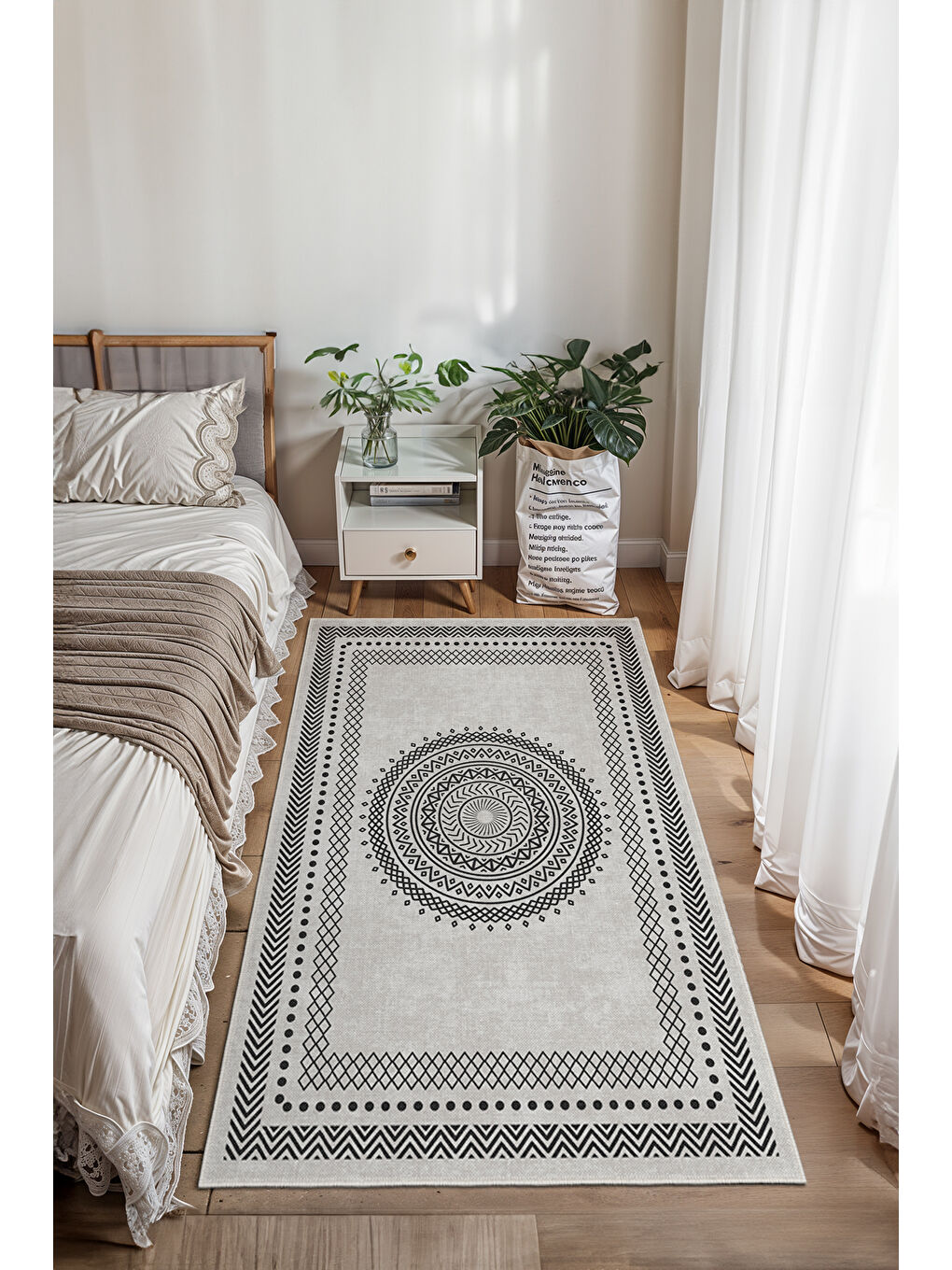 Gri Modern Dekoratif Yıkanabilir Kaymaz Taban Halı – İnce, Yumuşak Salon Halısı, Mutfak Halısı ve Yolluk-1