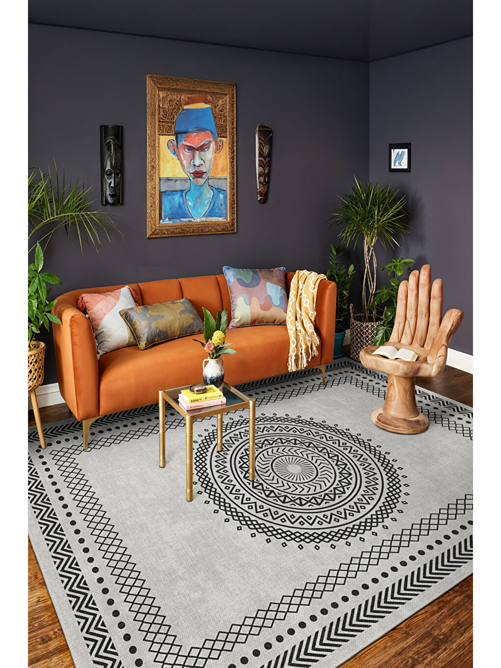 Gri Modern Dekoratif Yıkanabilir Kaymaz Taban Halı – İnce, Yumuşak Salon Halısı, Mutfak Halısı ve Yolluk-2