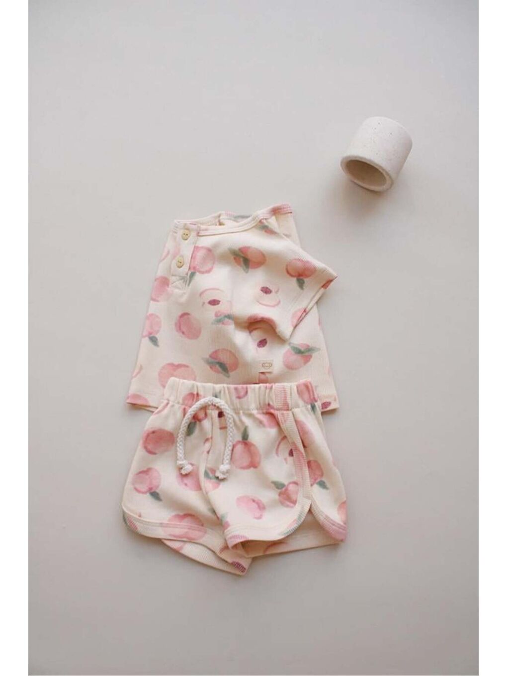 Ekru Şeftali Baskı Kaşkorse Alt Üst Takım-2