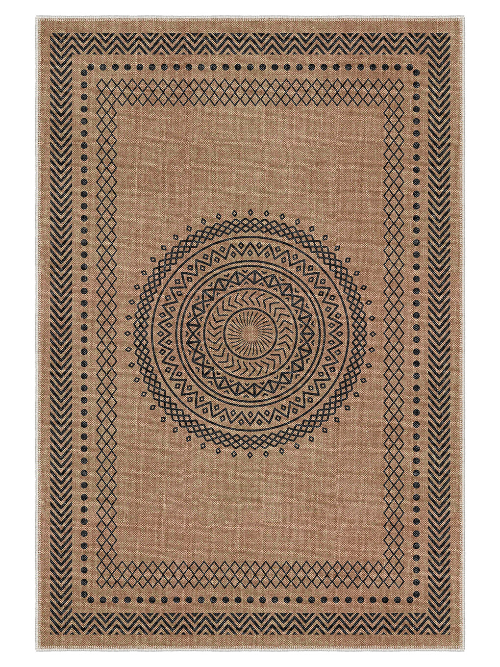 Kahverengi Modern Dekoratif Yıkanabilir Kaymaz Taban Halı – İnce, Yumuşak Salon Halısı, Mutfak Halısı ve Yolluk