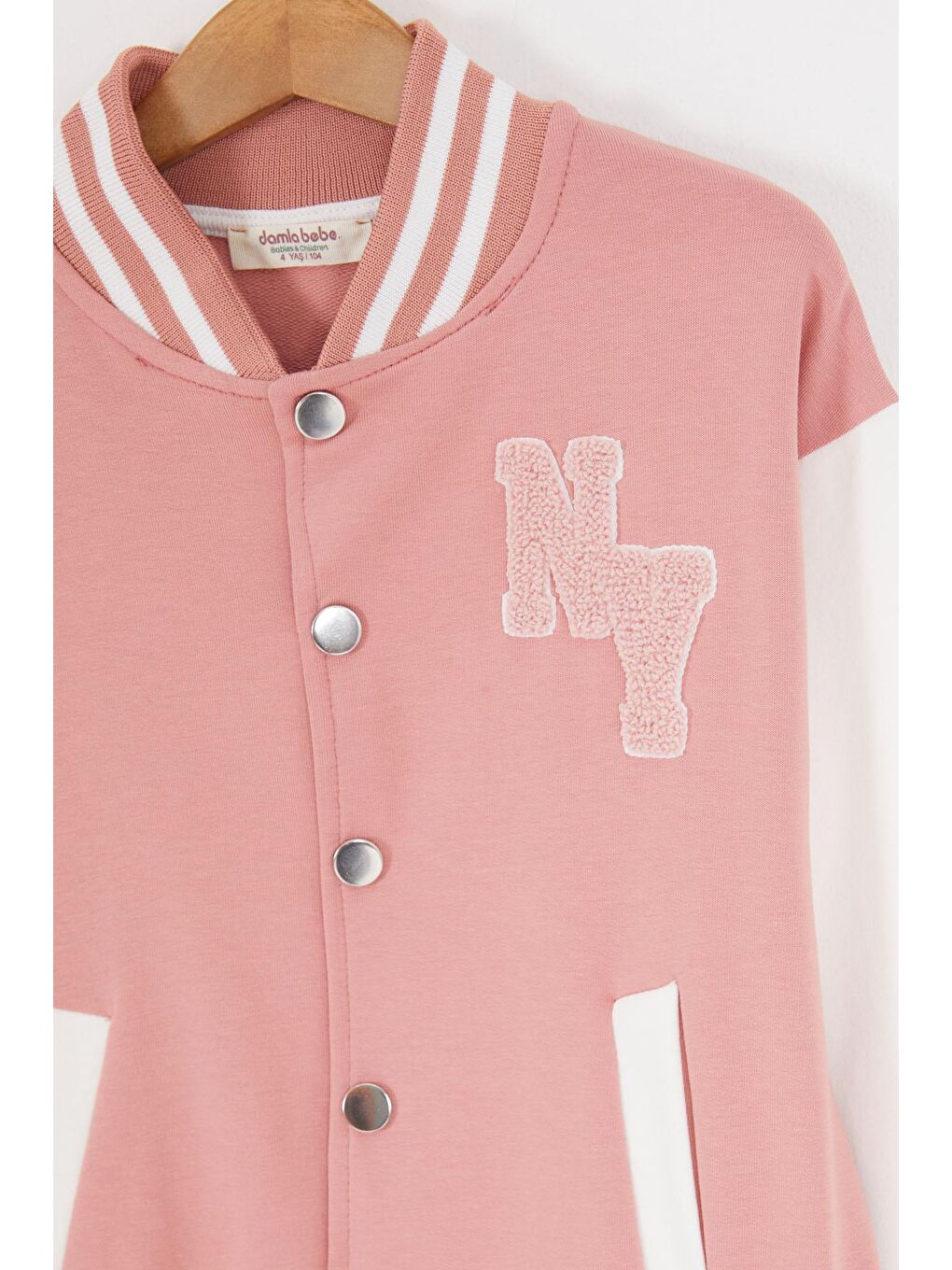 Pembe NY Nakışlı Sırt Baskılı Kız Çocuk Kolej Eşofman Takımı 16936-1