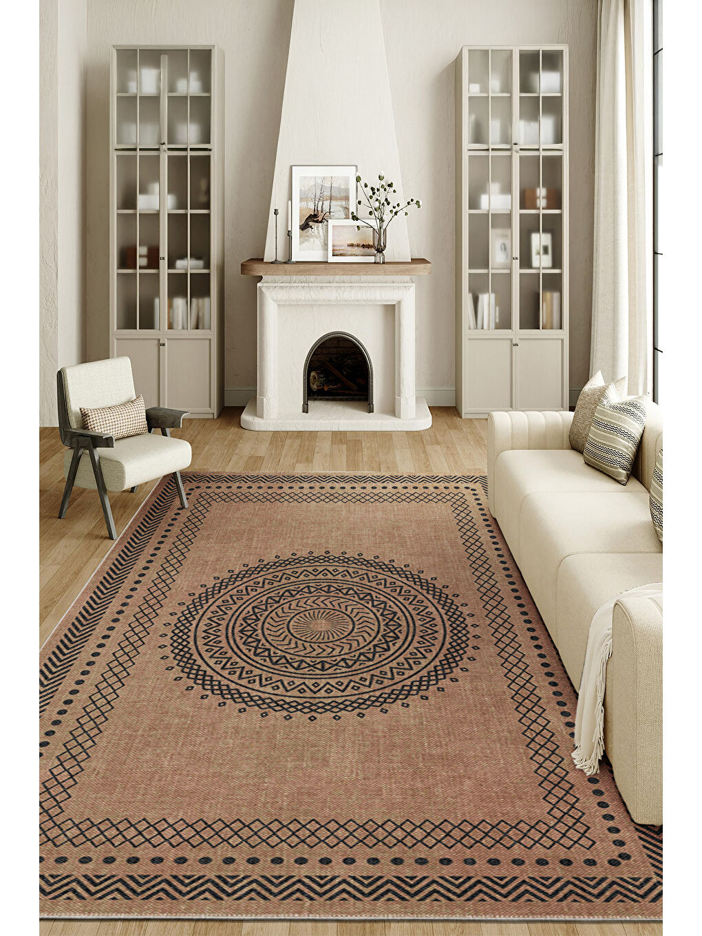 Kahverengi Modern Dekoratif Yıkanabilir Kaymaz Taban Halı – İnce, Yumuşak Salon Halısı, Mutfak Halısı ve Yolluk-2